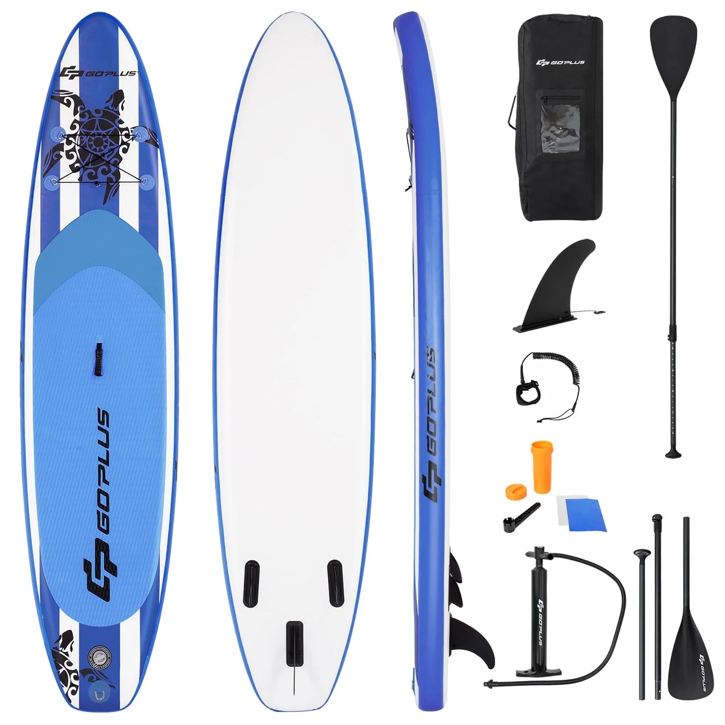 Goplus 11�?Inflatable Stand Up Paddle Board SUP W/Carrying Bag Aluminum Paddle Navy