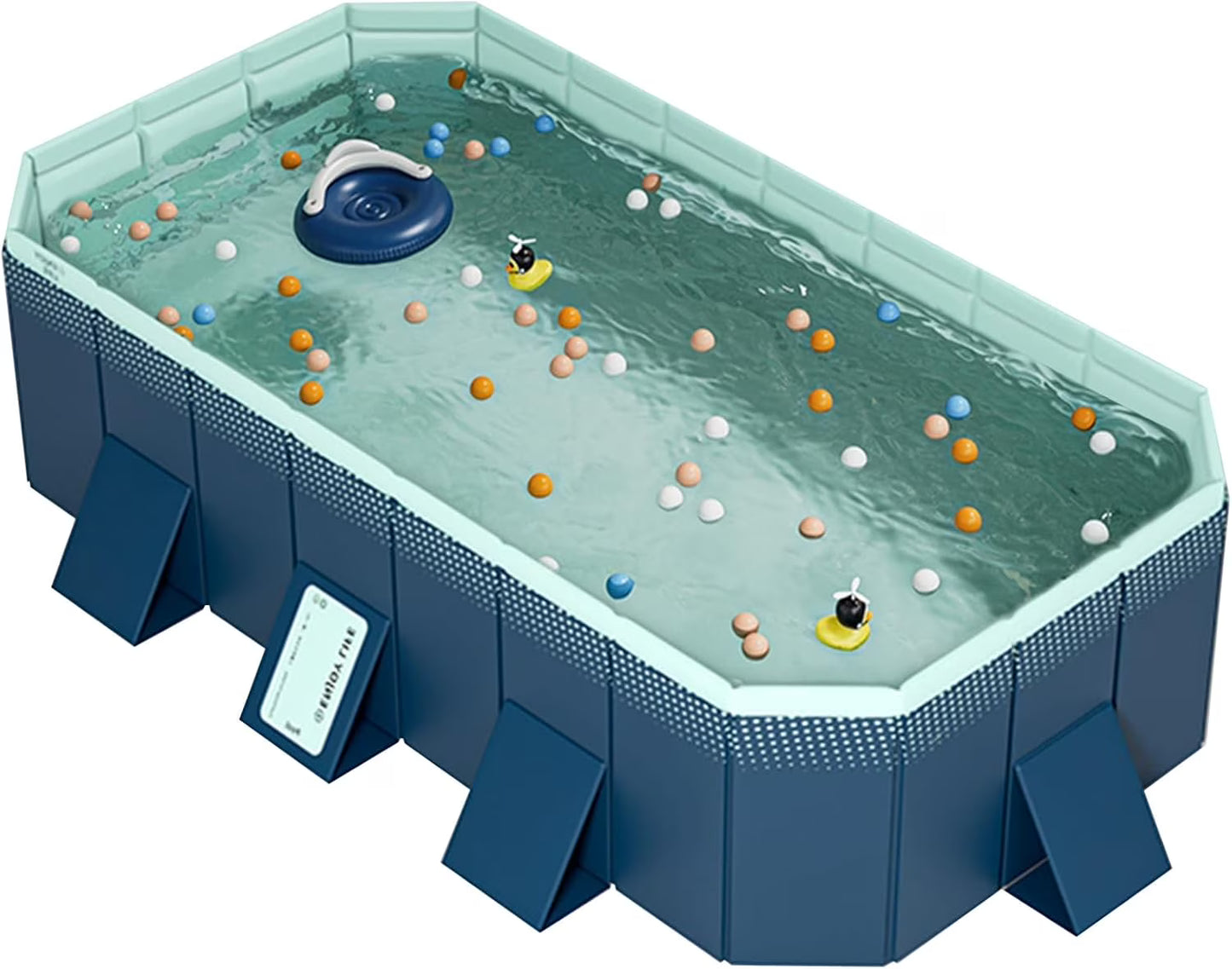 Foldable Large Rectangular Family Swimming Pool, Non-Inflatable, Easy Set-up, Suitable for Adults, Kids and Pet Dogs��Ideal for Outdoor, Backyard(116" x 65" x 21"/Blue)