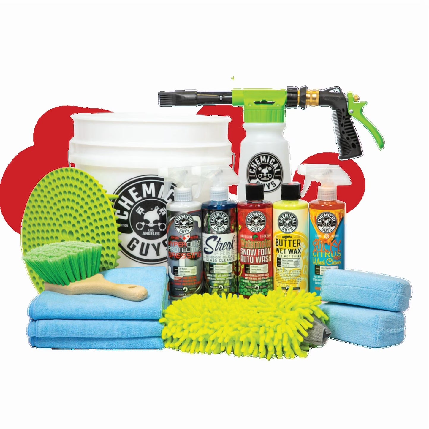 Chemical Guys HOL340 15-Piece Arsenal Builder Car Wash Kit with Foam Gun, Bucket, and (5) 16 oz Car Care Cleaning Chemicals, Gift for Car Truck Lovers, Dads and DIYers (Works w/Garden Hose)