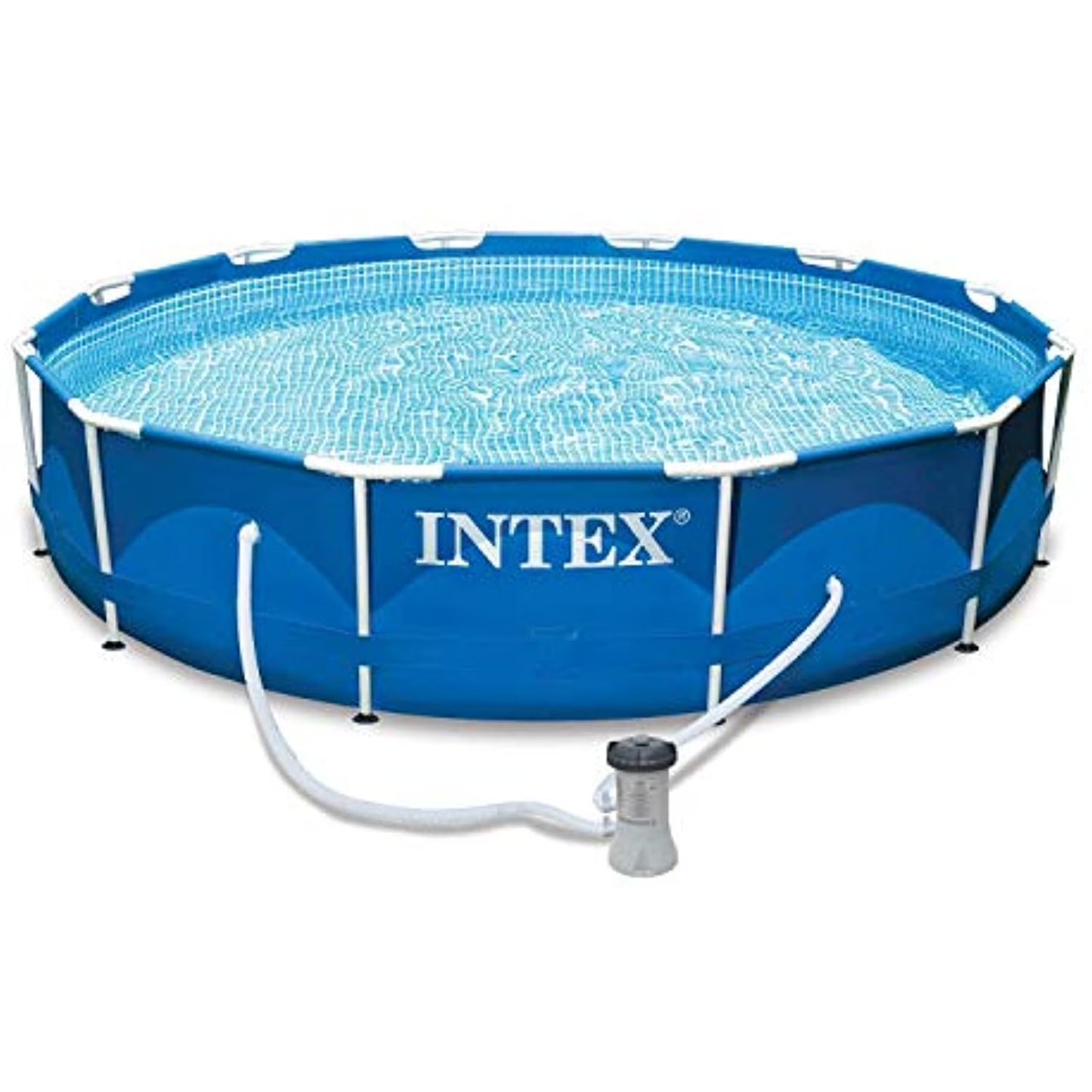 Intex 12 Ft x 30 Inches Metal Frame Set Above Ground Swimming Pool with Filter Cover(Pool + Filter + Cover)
