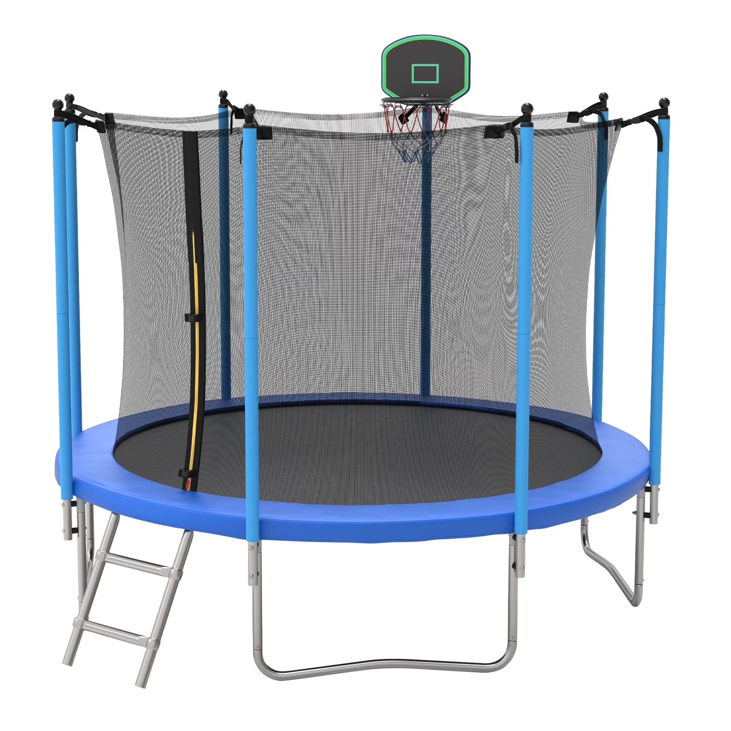 SHINPT 10ft Trampoline for Kids, Backyard Trampolines Outdoor Indoor, Kids Trampoline with Basketball Hoop, Recreational Trampolines with Enclosure Net Ladder, Spring Cover Padding, Blue(10ft(Blue))