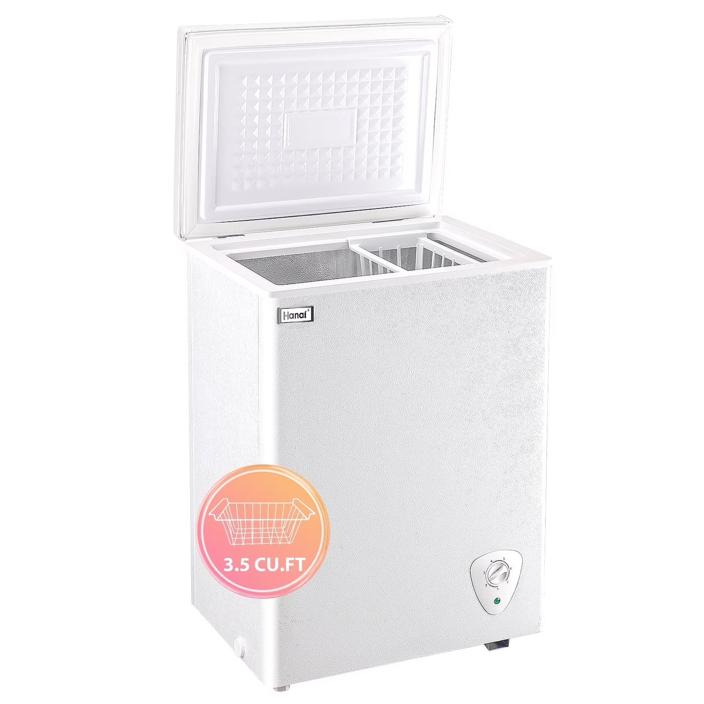 WANAI Chest Freezer 3.5 Cu Ft,Small Chest Freezer,Upright Single Door Refrigerator,White