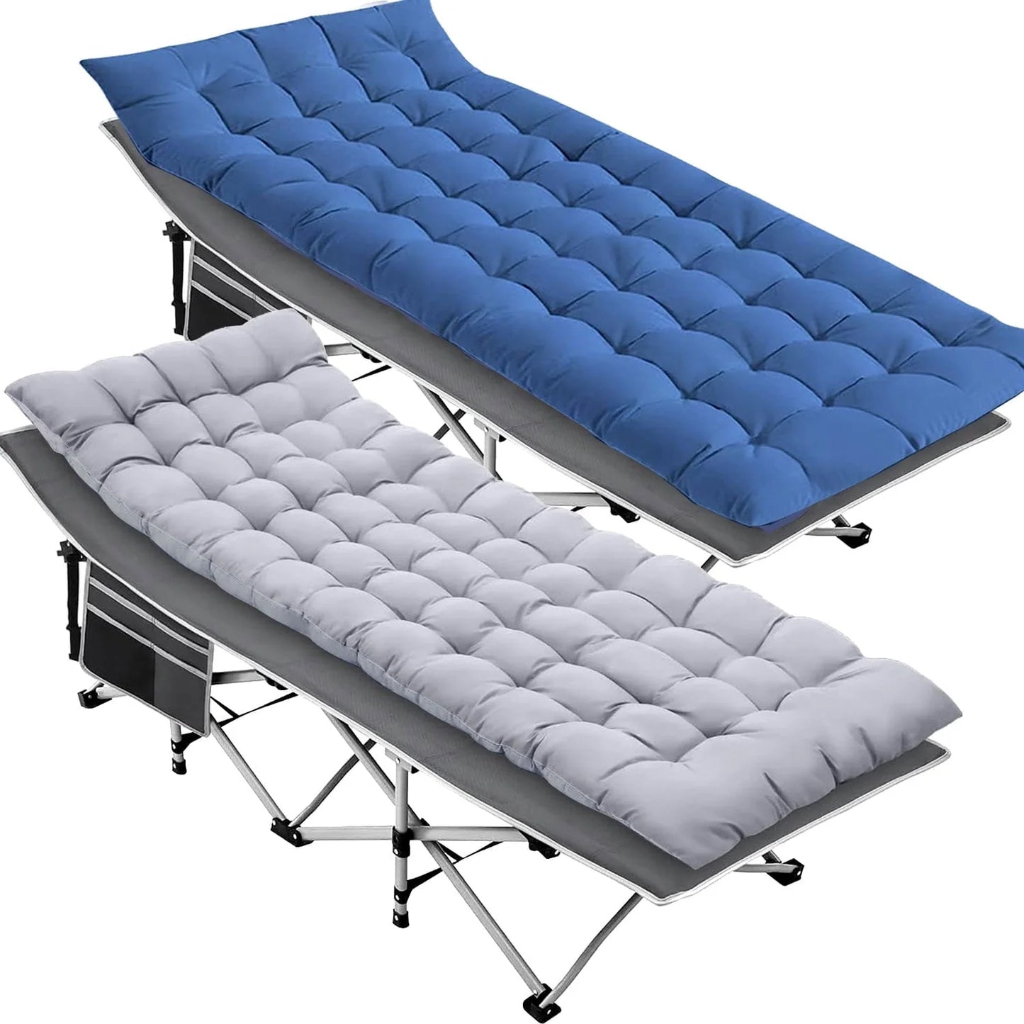 SUGIFT 2 Pack Portable Folding Beds for Adults, Heavy Duty Outdoor Bed with Carry Bag