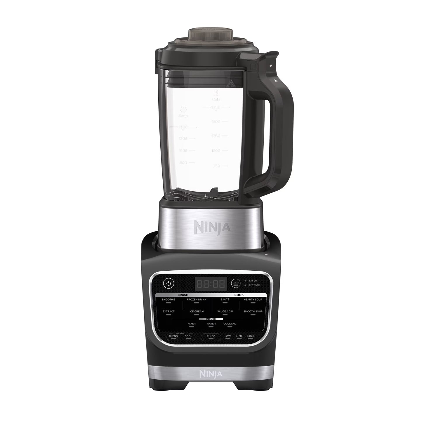 Ninja Foody Cold Hot Cook Hot Soups, Sauces and Dips Blender with 1400 Peak Watts to Crush Frozen Drinks Smoothies Nonstick Glass Pitcher (HB152), 64 oz, Black(Black)