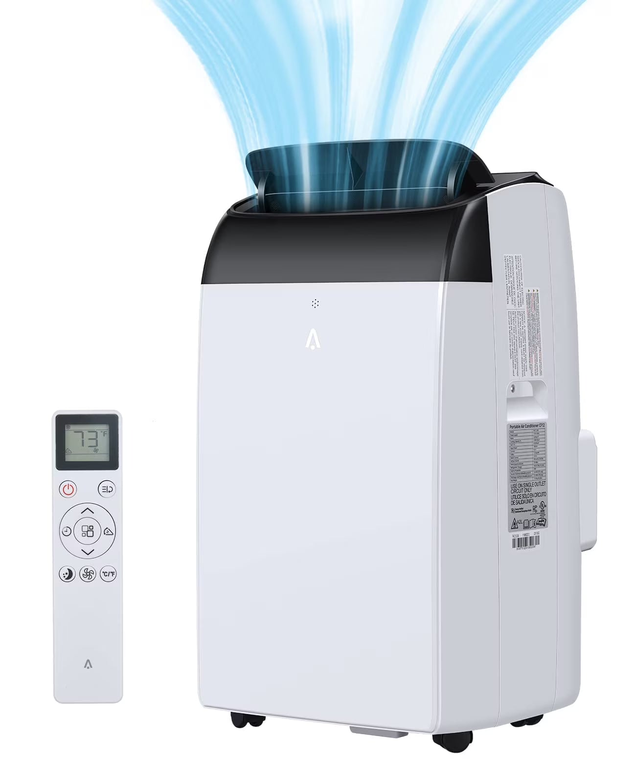2025 New 14000 BTU Portable Air Conditioner Cools up to 750 Sq.Ft, 3-in-1 Quiet Portable AC Unit with Remote Control Installation Kits for Large Room, 3 Speed, Auto Swing, 24H Timer(White)