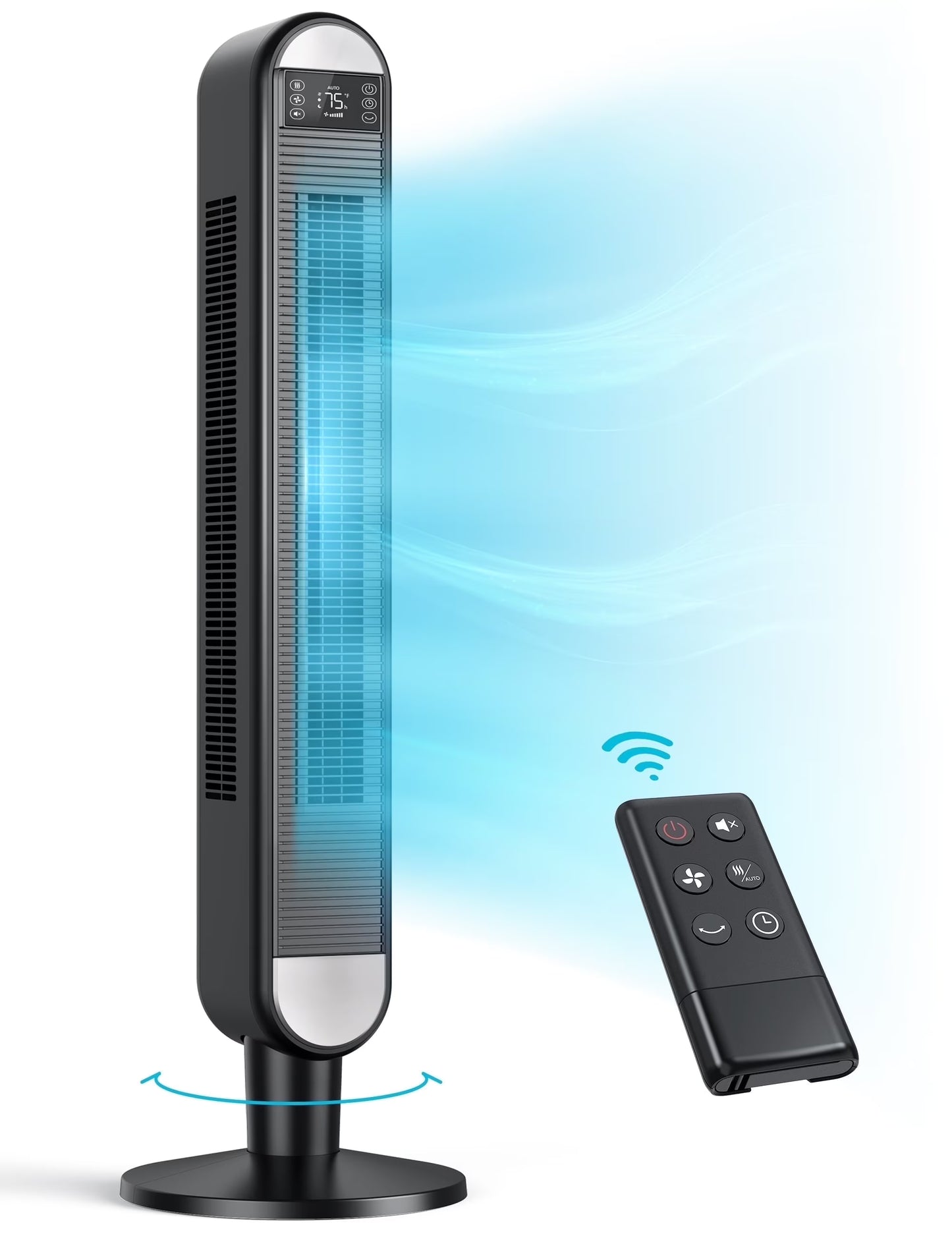Dreo Tower Fan for Home, 42" Standing Fan with Remote, 90�� Oscillating Fan for Indoors, 34dB Quiet Bedroom Fans, 6 Speeds, 4 Modes, 12H Timer, Bladeless Fan with LED Display, 26 ft/s High Velocity(Black)