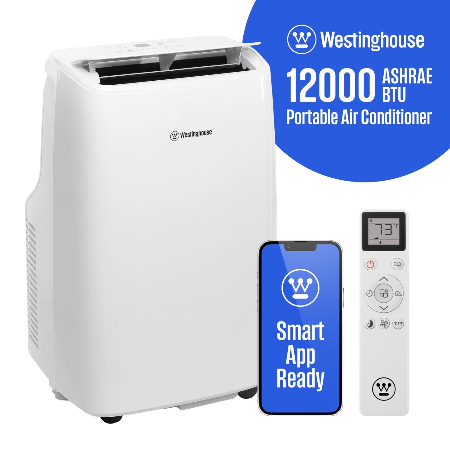 Westinghouse 12,000 BTU Portable Air Conditioner Dehumidifier with Remote Smart App, up to 550 Sq Ft(12,000 BTU with Smart App)