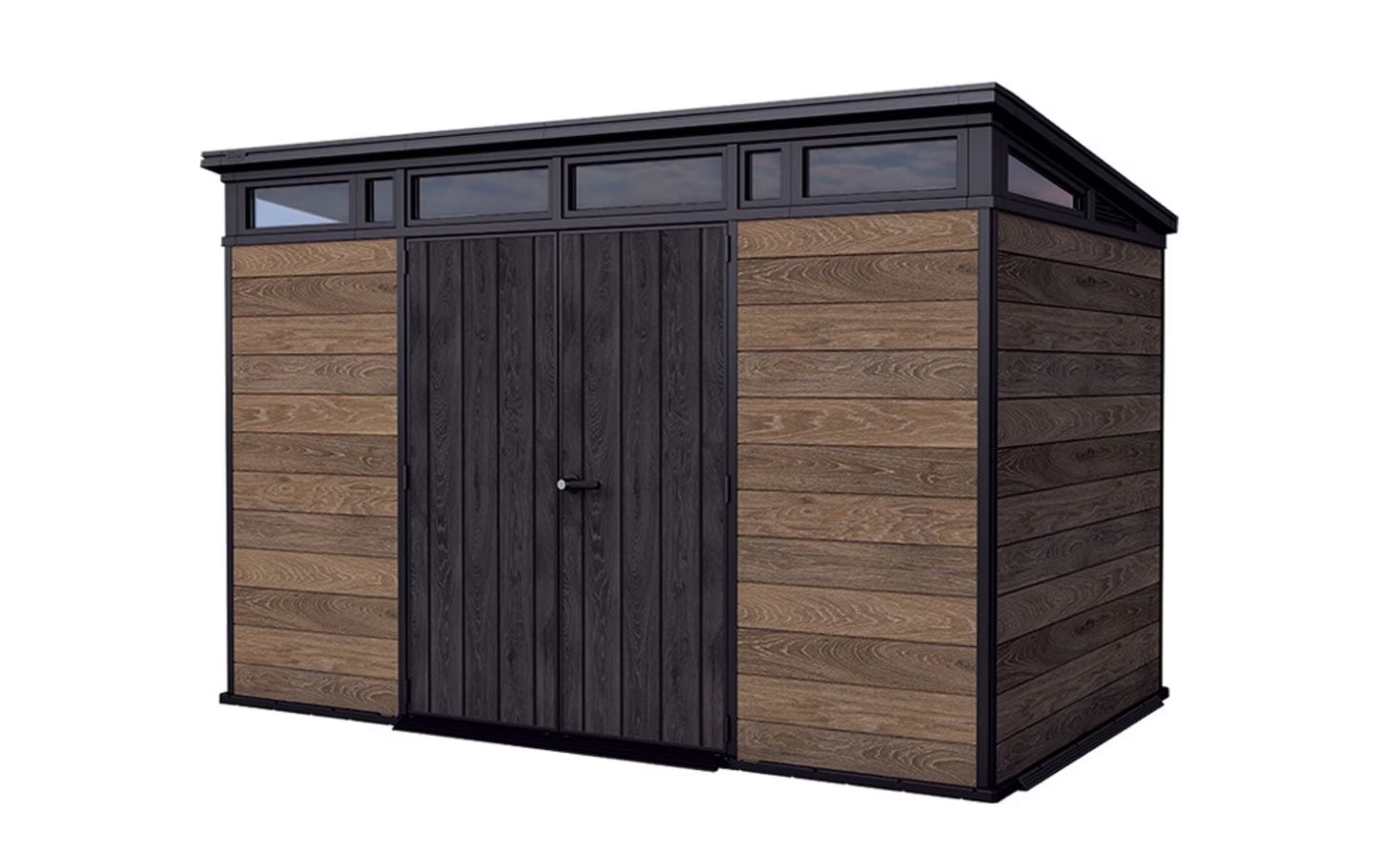 Keter Signature 11x7 ft. Durable Resin Outdoor Storage Shed With Heavy Duty Floor and Locking Door, Walnut(11 x 7/Walnut)