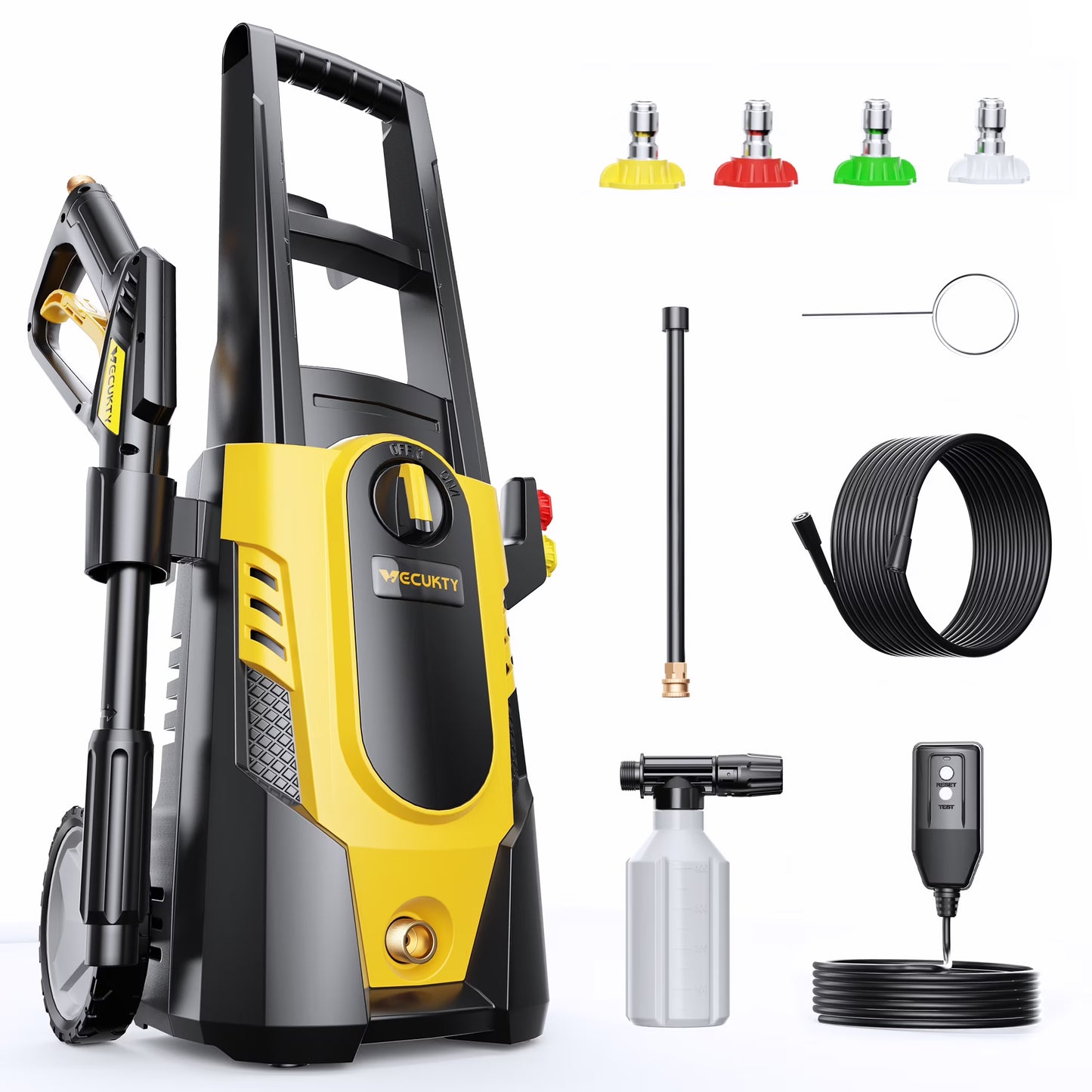 VECUKTY Electric Pressure Washer,3700 PSI Max 2.5 GPM Power Washer with 35FT Cord,20FT Hose,4 Quick Nozzles,Foam Cannon for Car Garden Patio