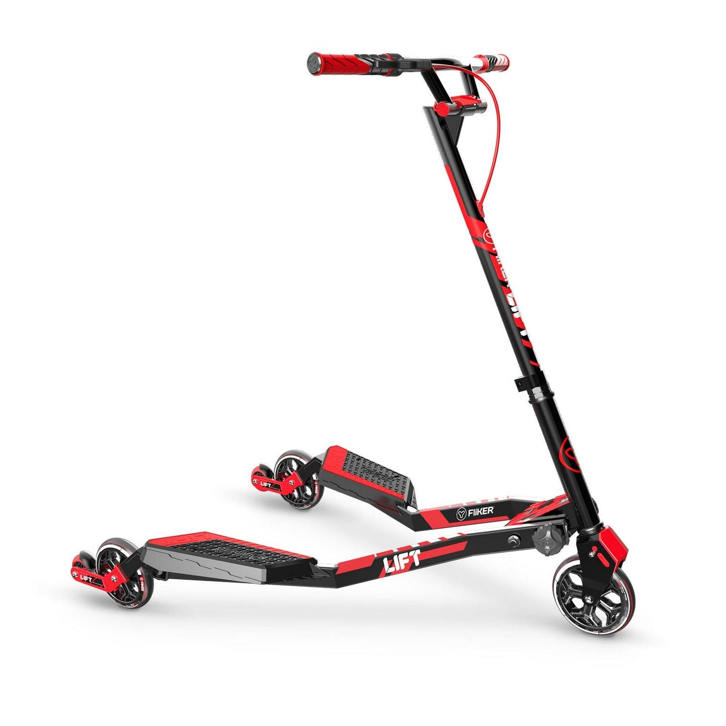 Yvolution Y Fliker Lift | The Original Swing Wiggle Carving Scooter for Kids Age 7+ (Red)