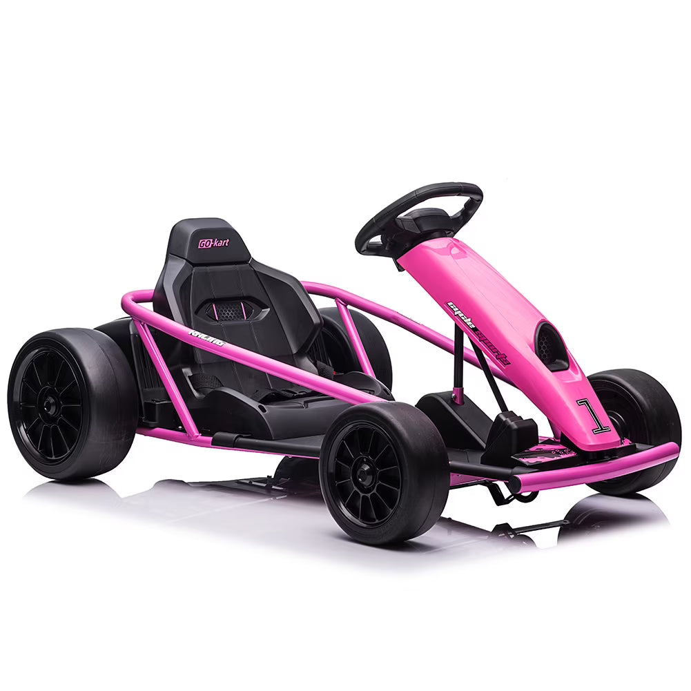 Kojooin Go Kart for Kids,24V Battery 300WX2 Motors Pedal On Foot Go Cart,8MPH High Speed Drifting Car with Slow Start Function,Rose red(rose Red)