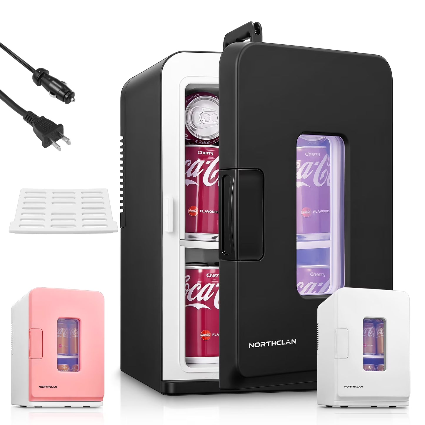 15L Mini Fridge, 21 Can Bedroom Refrigerator, Portable Cooler Warmer, Beverage Skincare, 110V/12V, Black(Black)