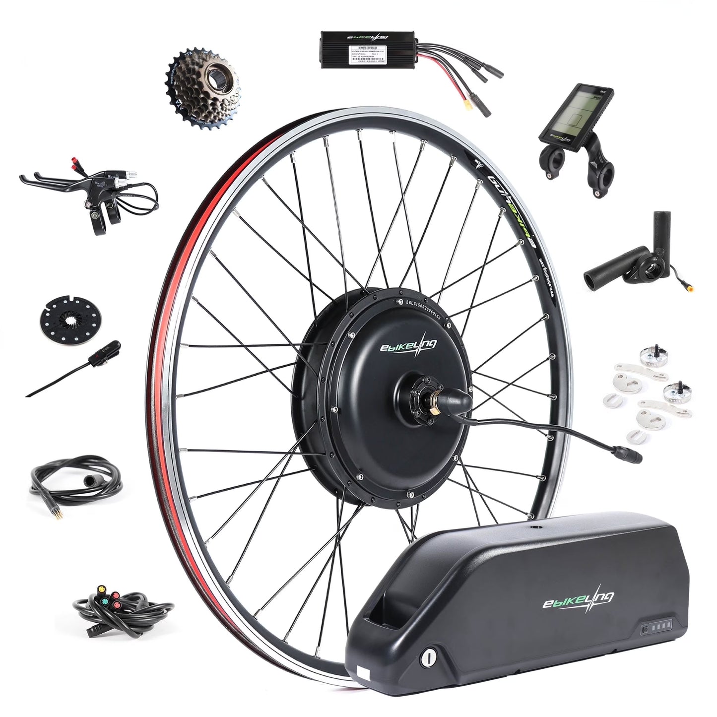 eBikeling 48V 1500W 52V 19.2AH Rear-Rack Ebike Conversion Kit with Battery 700C Rear Electric Bike Conversion Kit | Add On Electric Bike Kit for Waterproof Design for Enhanced Performance(700"/Rear/1500W-52V 20AH Bull Shark)