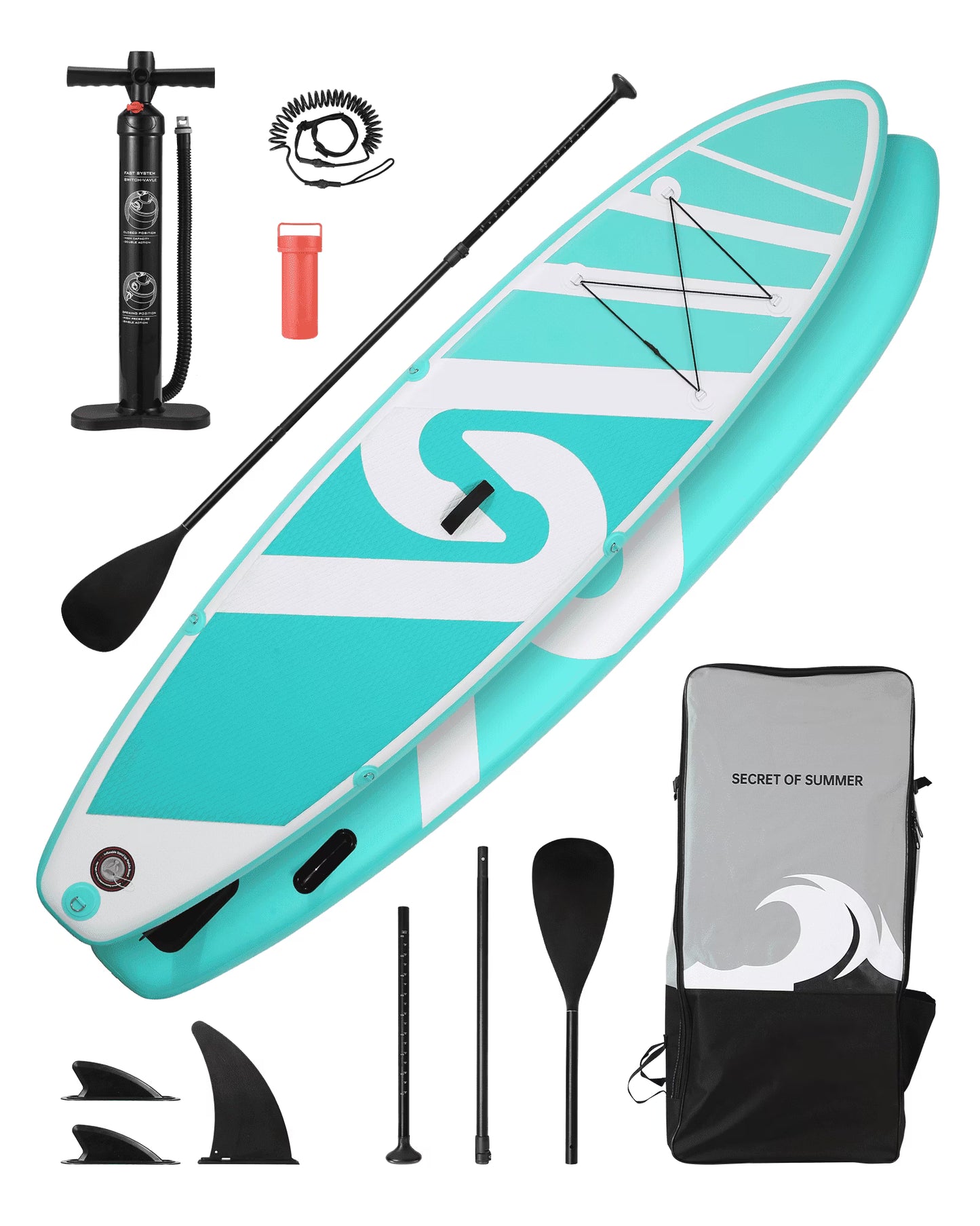 Naipo Inflatable Paddle Board 10FT Stand up Paddle Board 10' SUP 6 in.Thick Board Carry Bag Fast Pumping Green(Green)