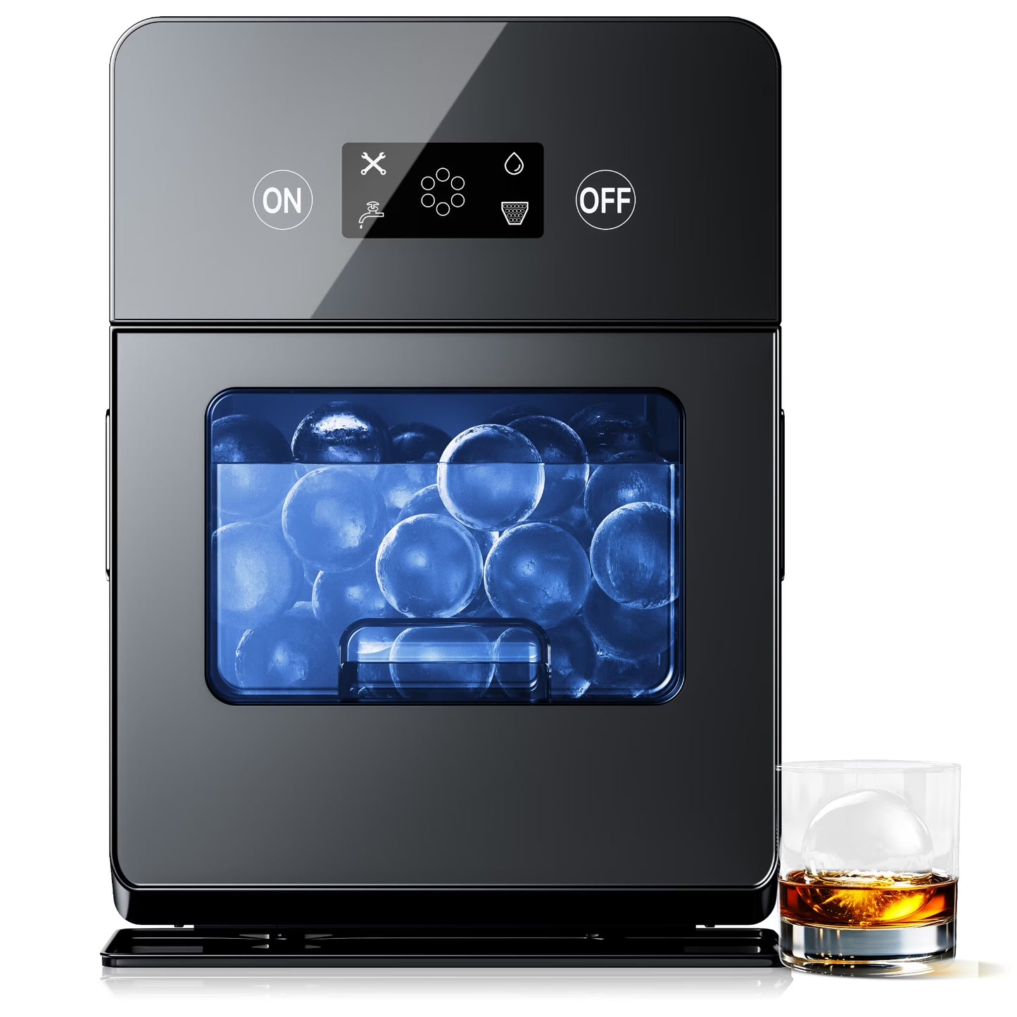 Simzlife Sphere Ice Maker,10 pcs/Hour, 150 pcs/Day,Clear Ice Ball Maker with Enhanced Insulation, with LCD Touch Screen, Self-Cleaning, Quiet Home and Bar Ice for Whiskey Bourbon Parties(Craft Ice)