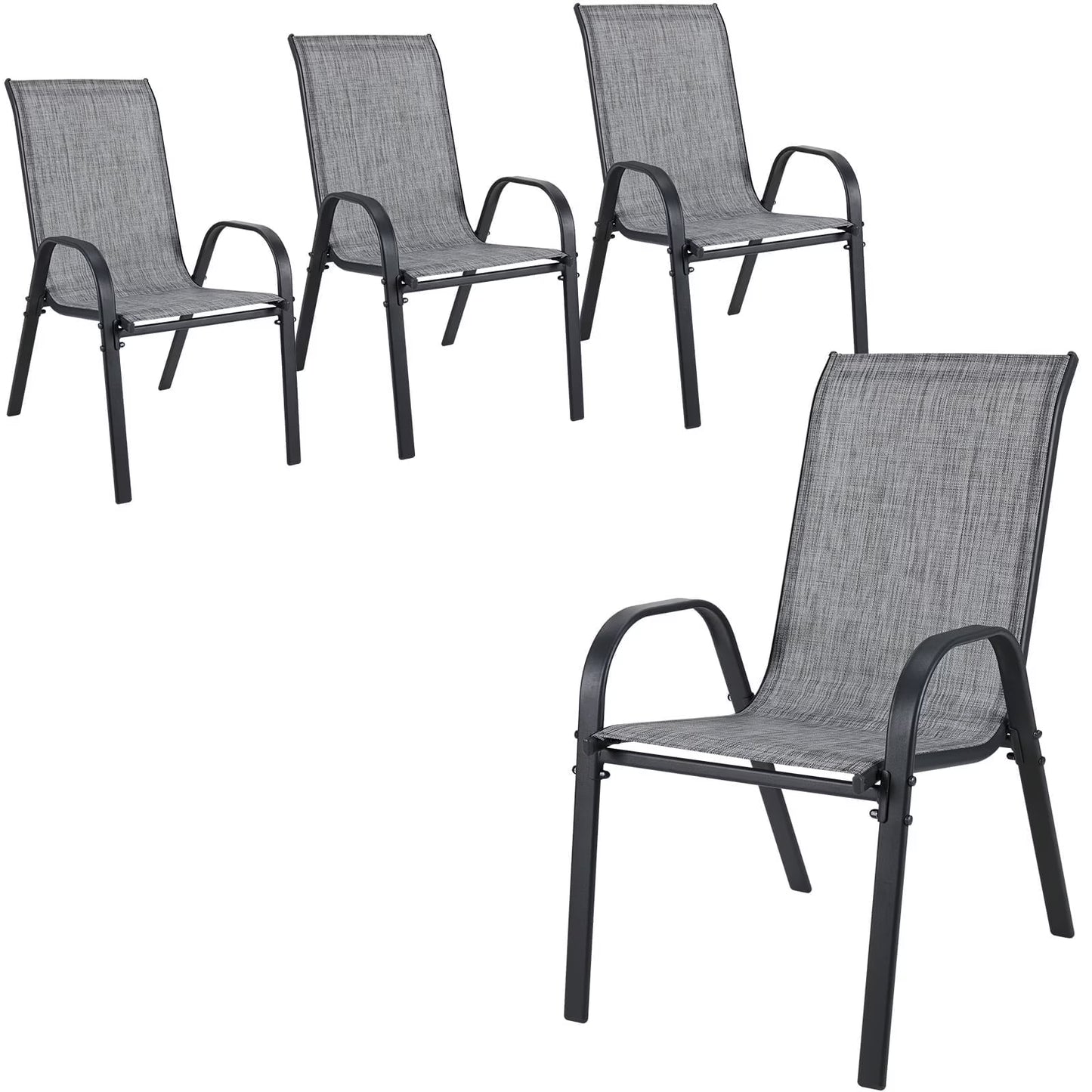 Pirecart Set of 4 Patio Dining Chairs, Textilene Outdoor Stacking Chairs for Poolside, Backyard, Garden(4/Gray)