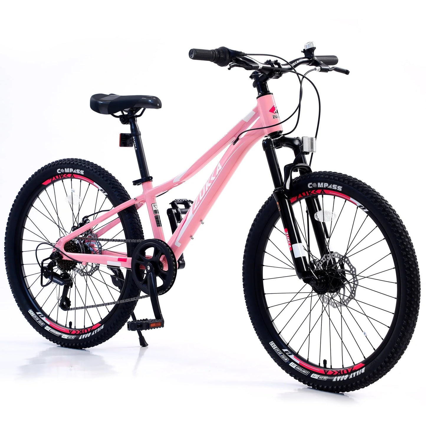 iYofe 24 Inch Kids Mountain Bikes for Girls and Boys, Shimano 7-Speed Girls Mountain Bike for 9-12 Years Old, Pink