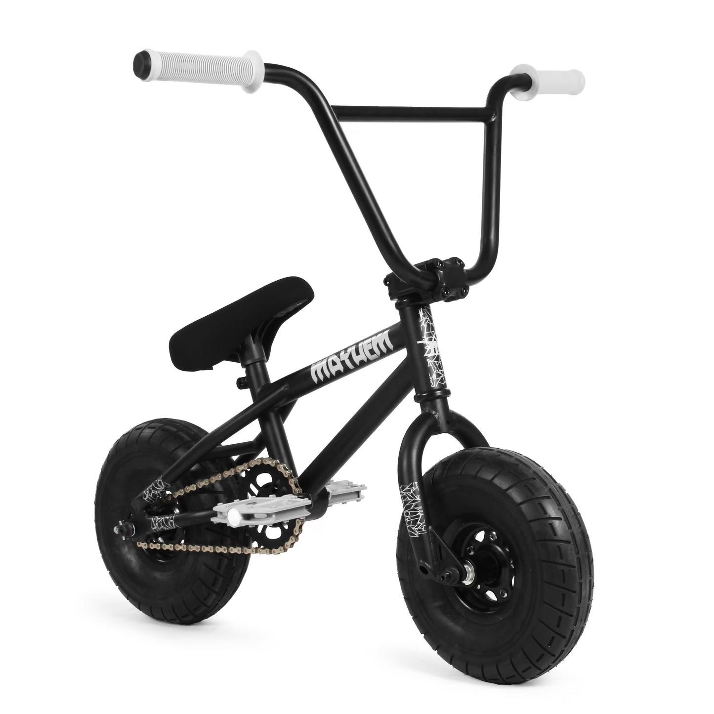 Mayhem Fat Tire Mini BMX Riot 1 Piece Crank 10" Mini BMX Newest Model Trick Bike (Riot Black Widow)