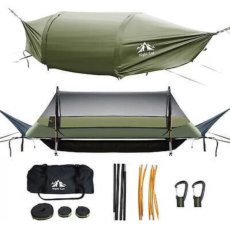 Lay Flat Hammock Tent Camping Hammock Tent with Mosquito Net Hanging Bed Armygreen