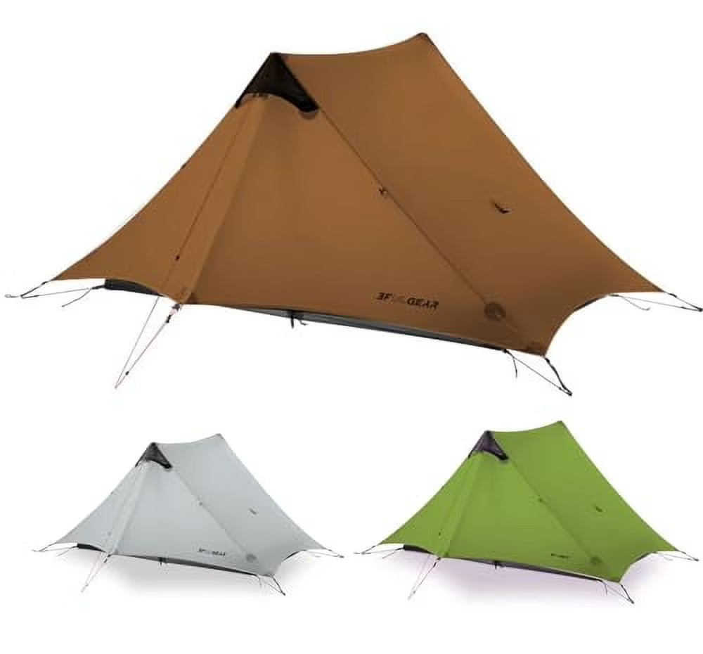 3F UL Gear Lanshan Ultralight Tent Waterproof Professional Hiking Tent 2Person Tents for Camping 4 Season Backpacking Tent (Khaki-2 People, 4 Season)
