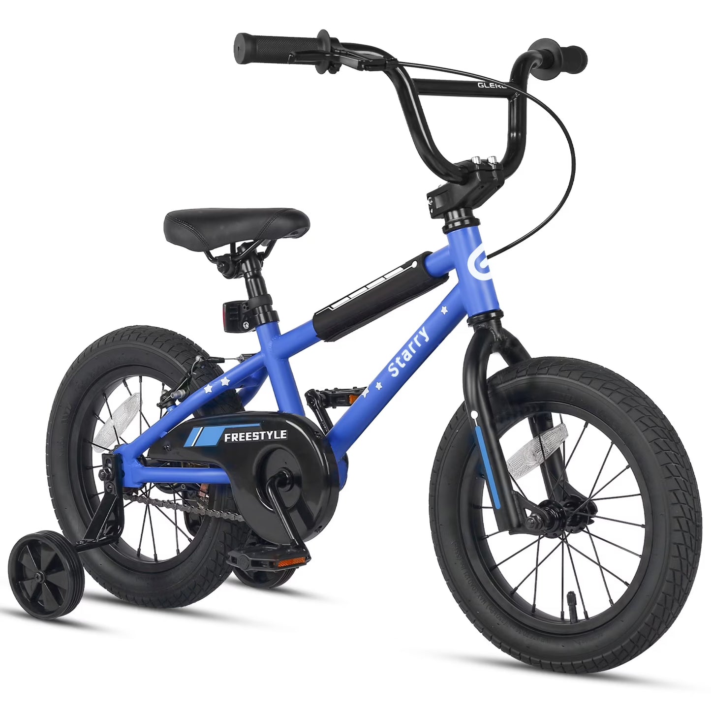 Glerc 14 Inch Little Kids Bike BMX Style Bicycle with Training Wheels Coaster Brake for 3 4 5 Years Old Boys Girls, Blue(Blue/14")