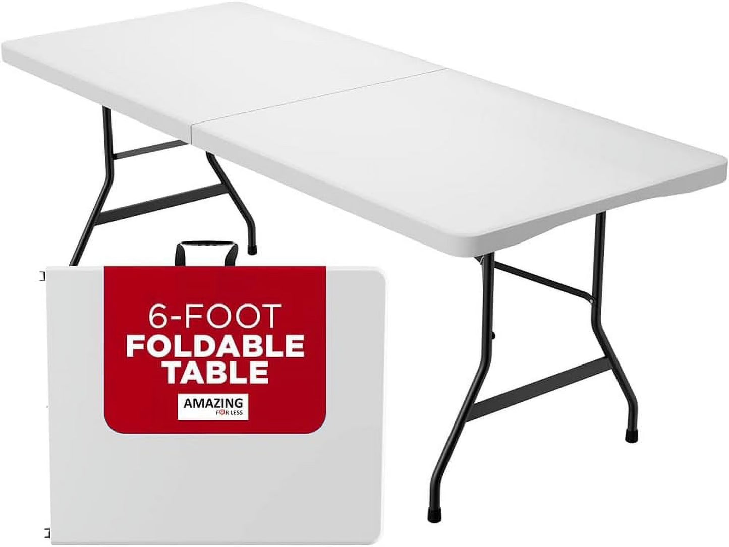 Amazing for less 8ft Folding Table White Plastic Portable Long Foldable Tables Indoor Outdoor Party Picnic Camping Fold Table 8 Foot (4ft, 6ft, 8ft)(6')