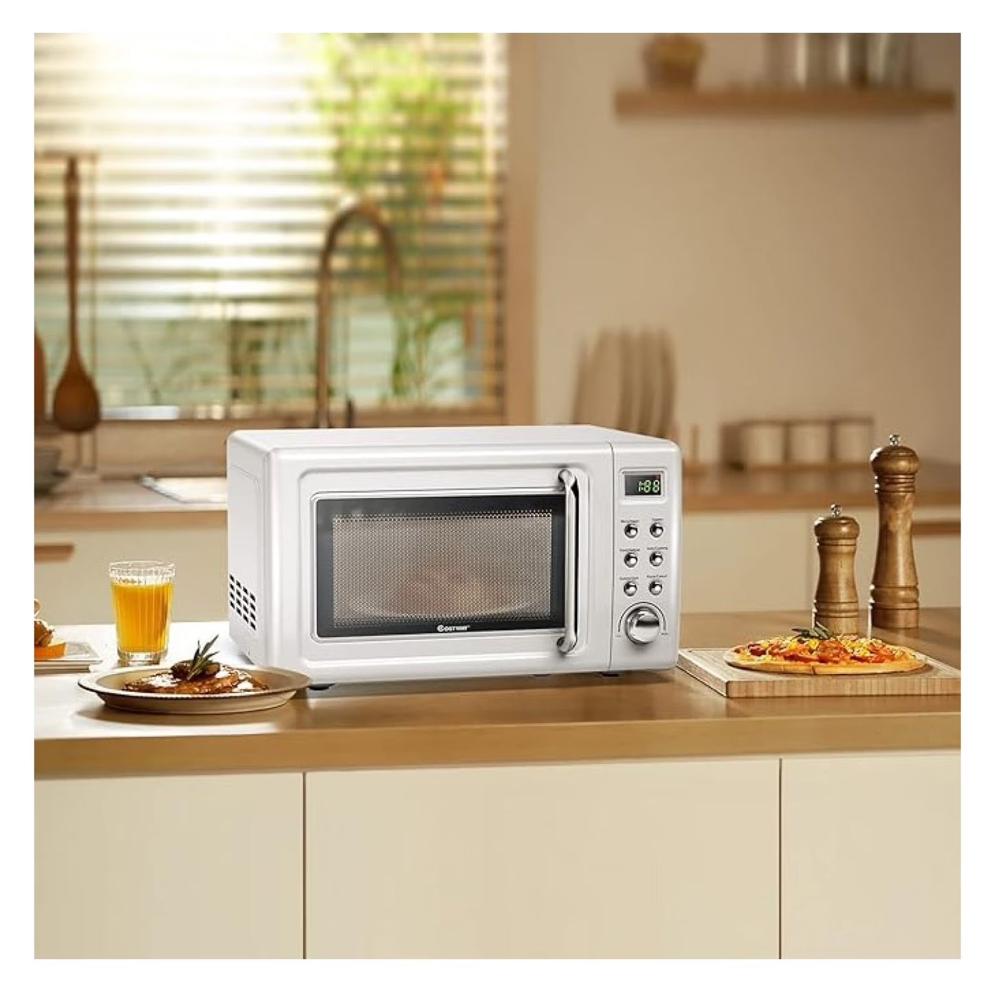 Small Microwave, 0.7Cu.ft 700 Watt Countertop Microwave with 5 Micro Power Defrost Auto Cooking Function, Stainless Steel Interior, LED Display, Microwave for Kitchen, RV, Dorm ?(White)