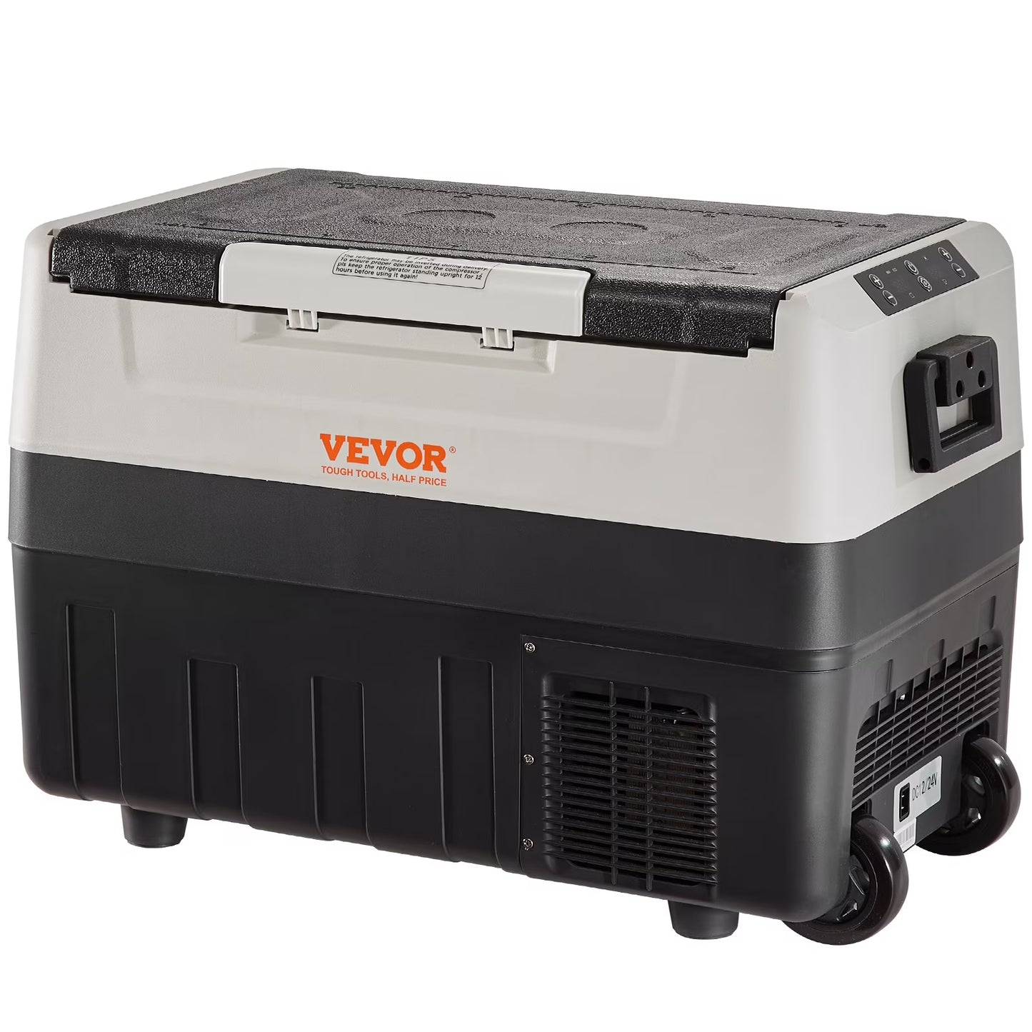 VEVOR 12 Volt Refrigerator, 48QT, Dual Zone Car Fridge Freezer with App Control Wheels, 12/24V DC 100-240V AC Electric Compressor Cooler for Car Truck Vehicle RV Boat Outdoor Home Use
