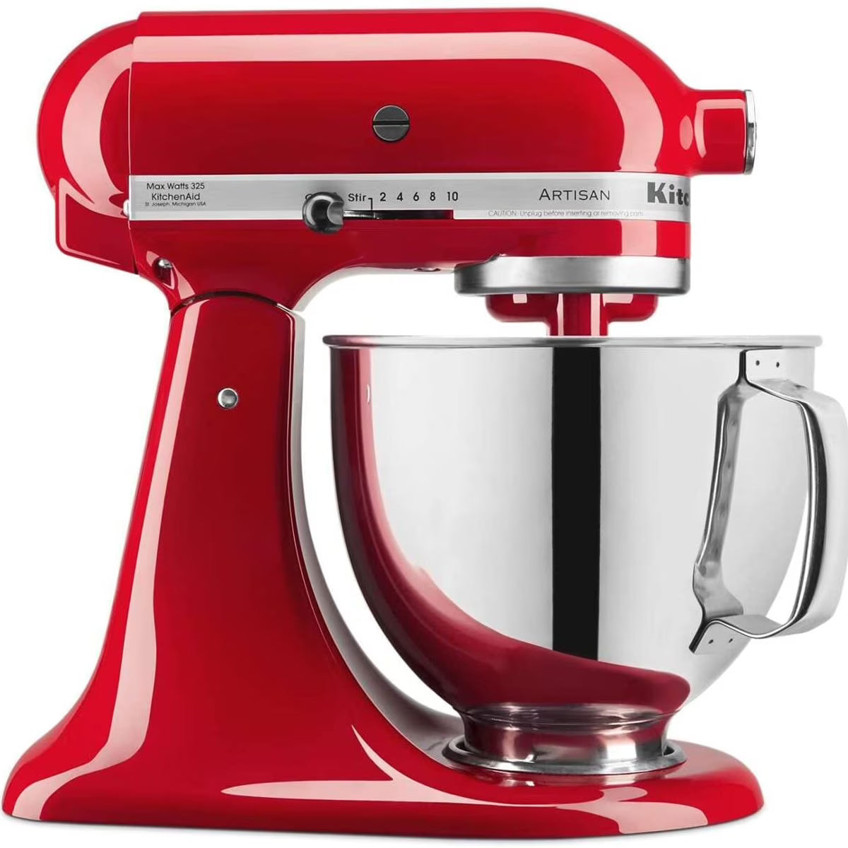 KitchenAid Artisan Series Tilt Head 5 qt Stand Mixer, Passion Red with Flat Beater, Dough Hook, Whip(Passion Red)