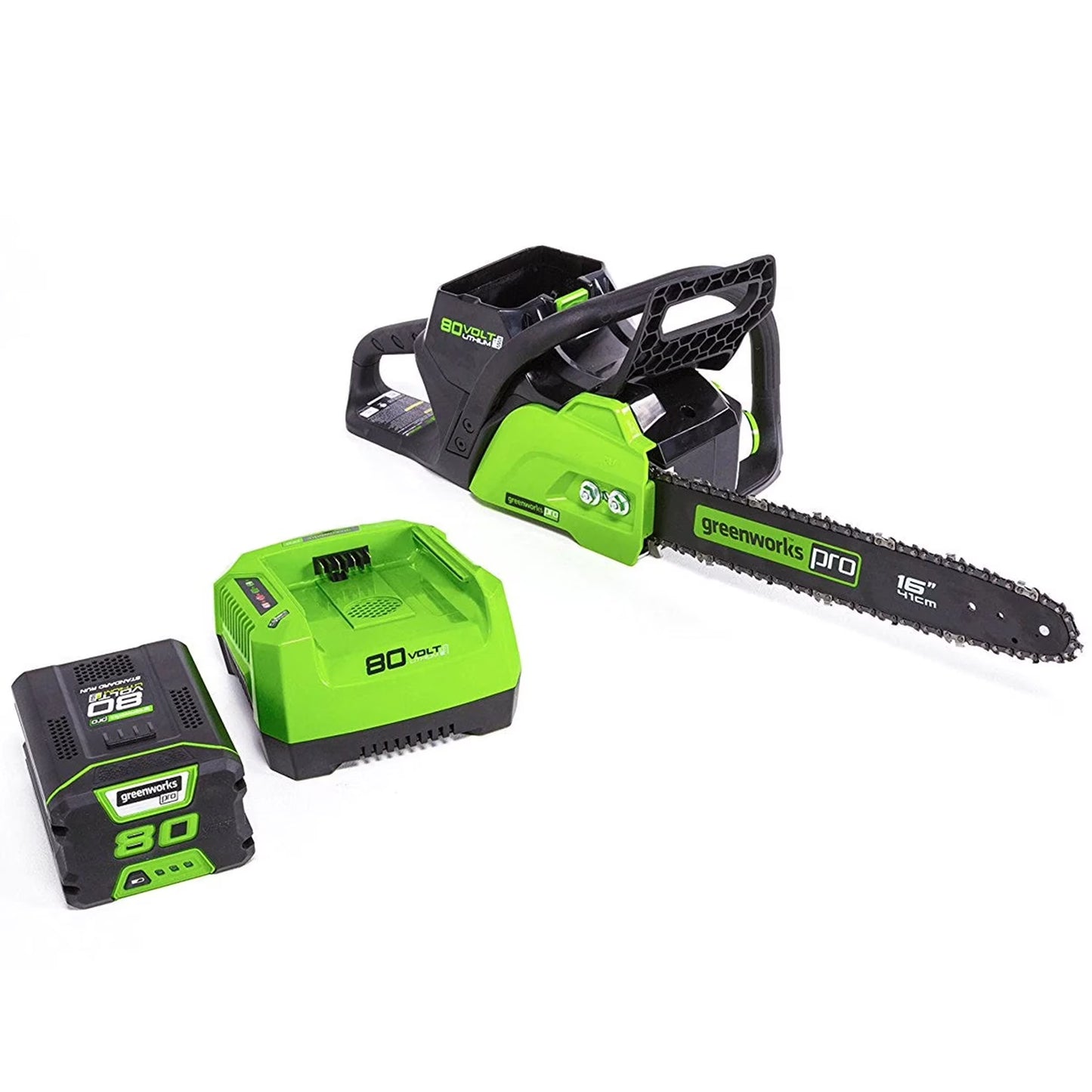 Greenworks 80V 16" Brushless Chainsaw with 2.0 Ah Battery Charger 2004502