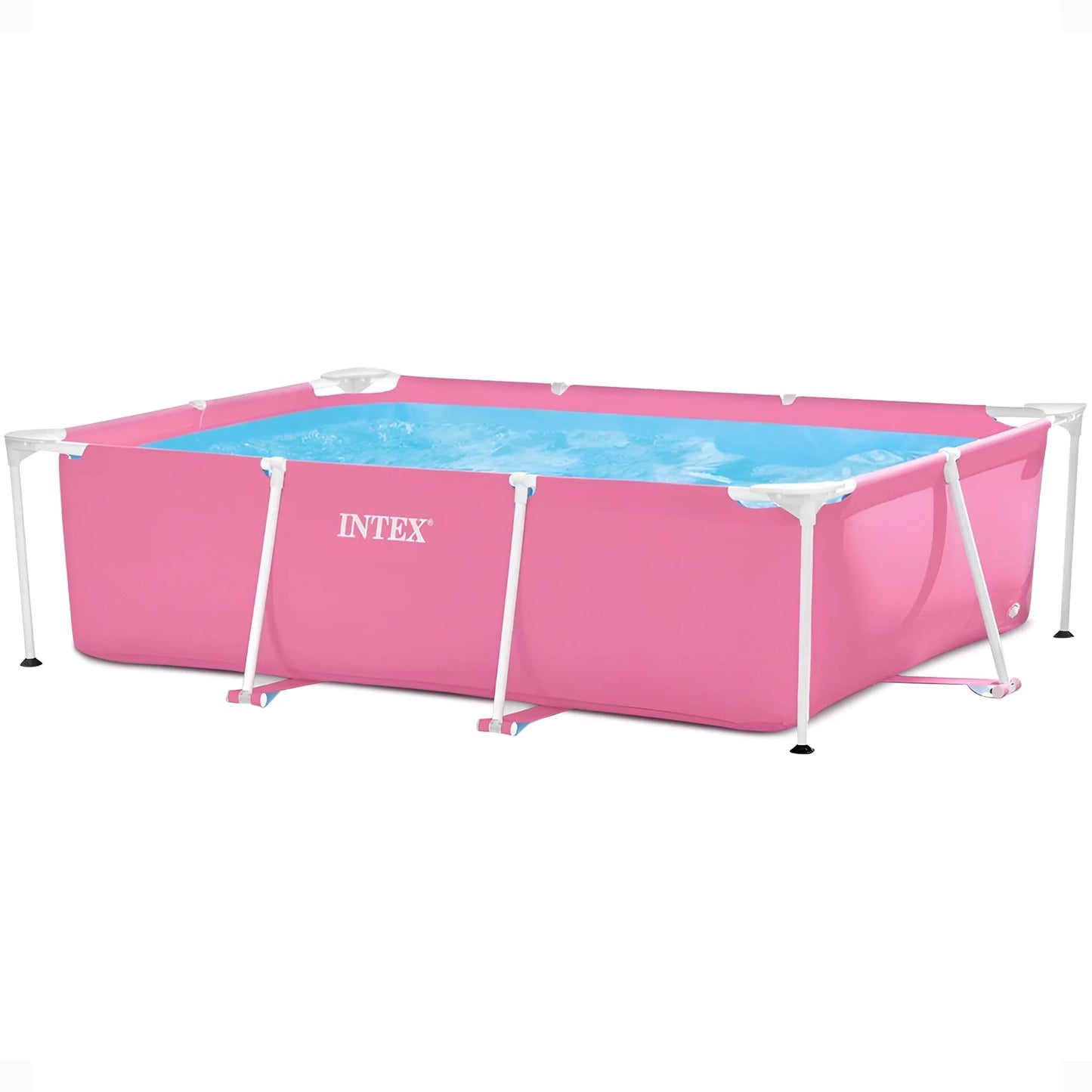 Open Box INTEX Rectangular Metal Frame 7ft x 23in Above Ground Swimming Pool, Pink