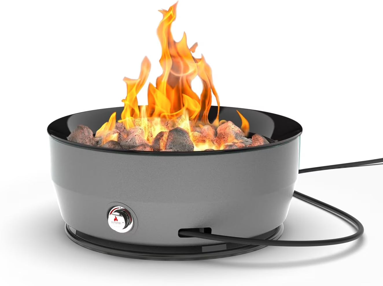 Outland Living Large Outdoor Propane Gas Fire Pit for Outside, 60,000 BTU/h, 24 inch with Lid - Modern Lake Country 800 Fire Bowl Firepit for Patio, Graphite Gray(Graphite Gray)