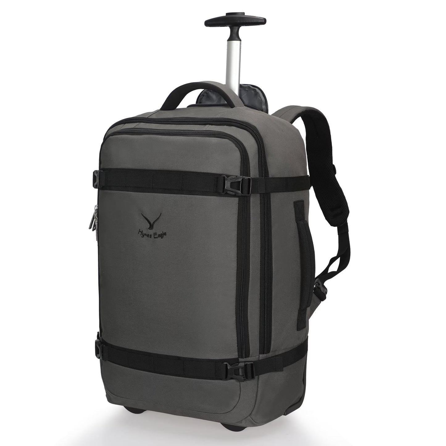 Hynes Eagle 22" Hybrid Carry-On Luggage, Softside Rolling Backpack, Grey(Gray)