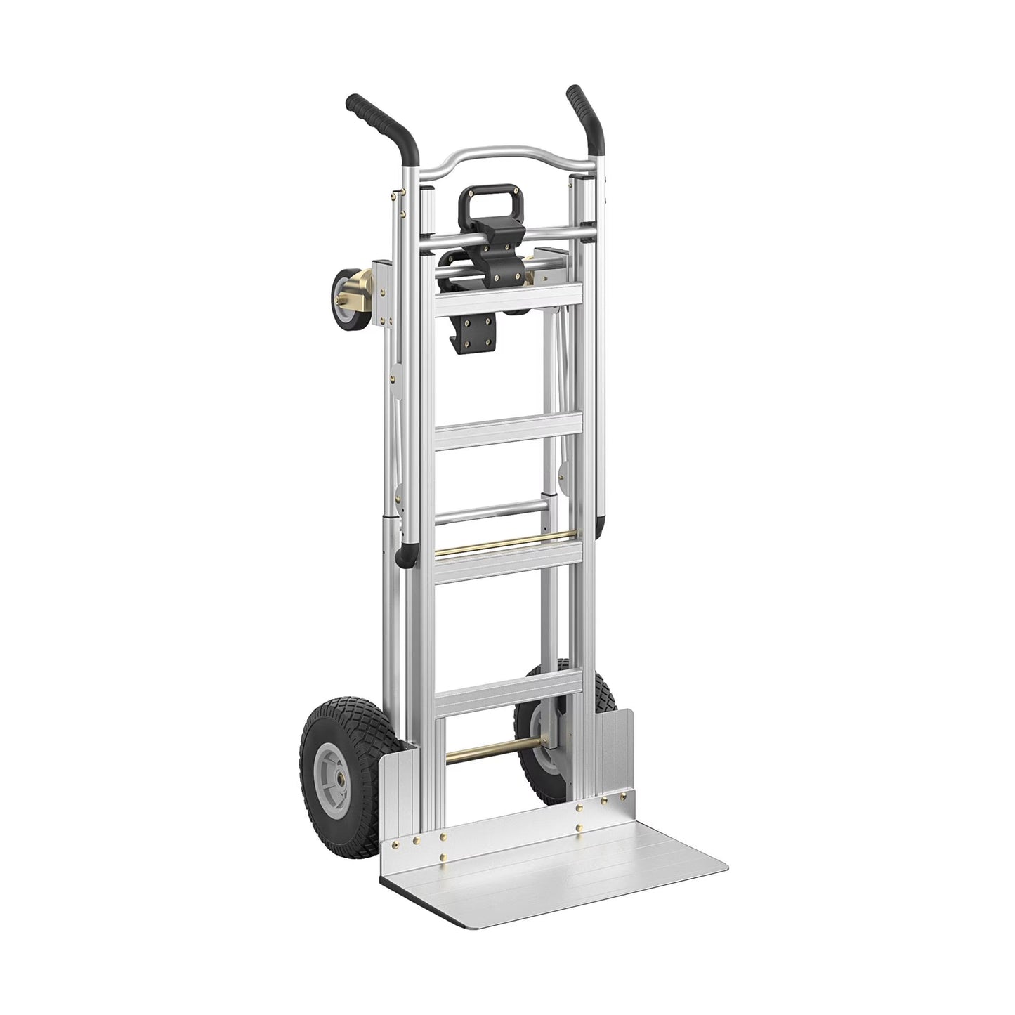 Cosco 3-in-1 Assist Series Aluminum Hand Truck/Assisted Hand Truck/Cart w/ flat free wheels, Silver(Black)