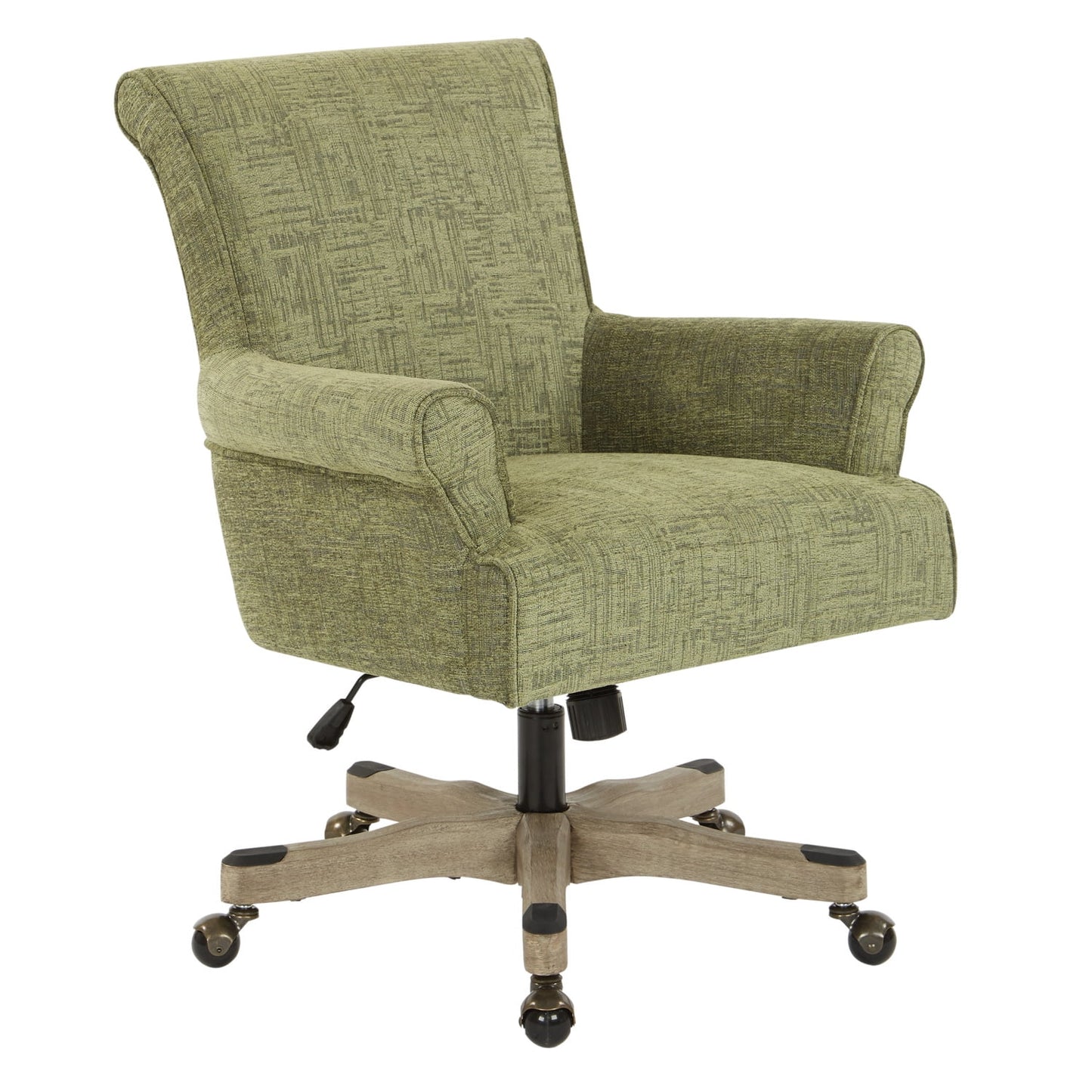 Megan Office Chair in Olive Green Fabric with Grey Wash Wood(Olive Green)
