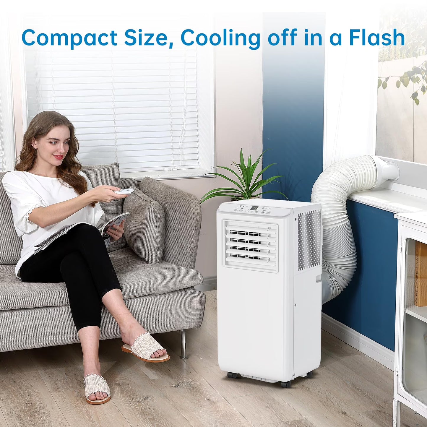TROPOW Portable Air Conditioners 8000BTU, Air Conditioners 3-in-1 Cools up to 350 Sq. Ft, Indoor Standing AC Unit w/Dehumidifier, Window Kit, White
