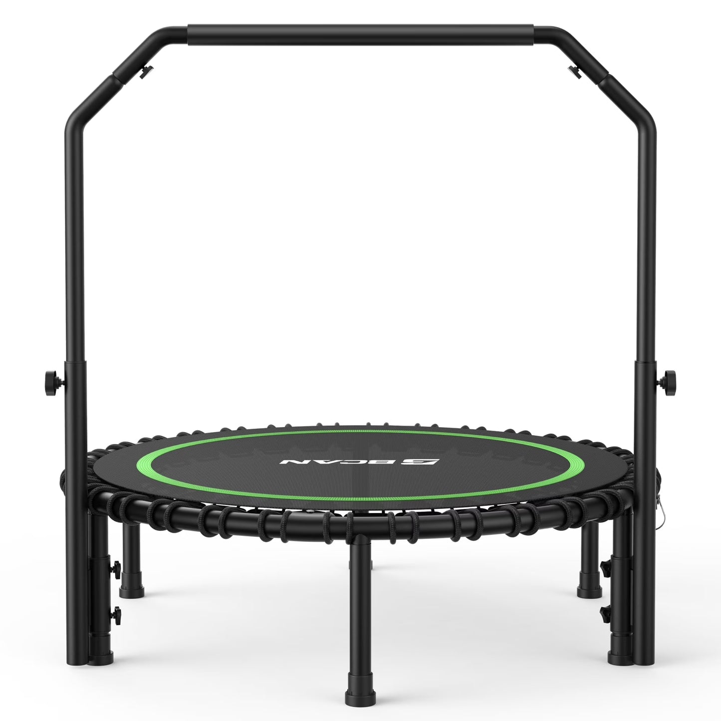 BCAN 450 LBS Foldable Mini Trampoline, 40" Fitness Trampoline with Bungees, Stable Quiet Exercise Rebounder for Kids/Adults(40in Green)