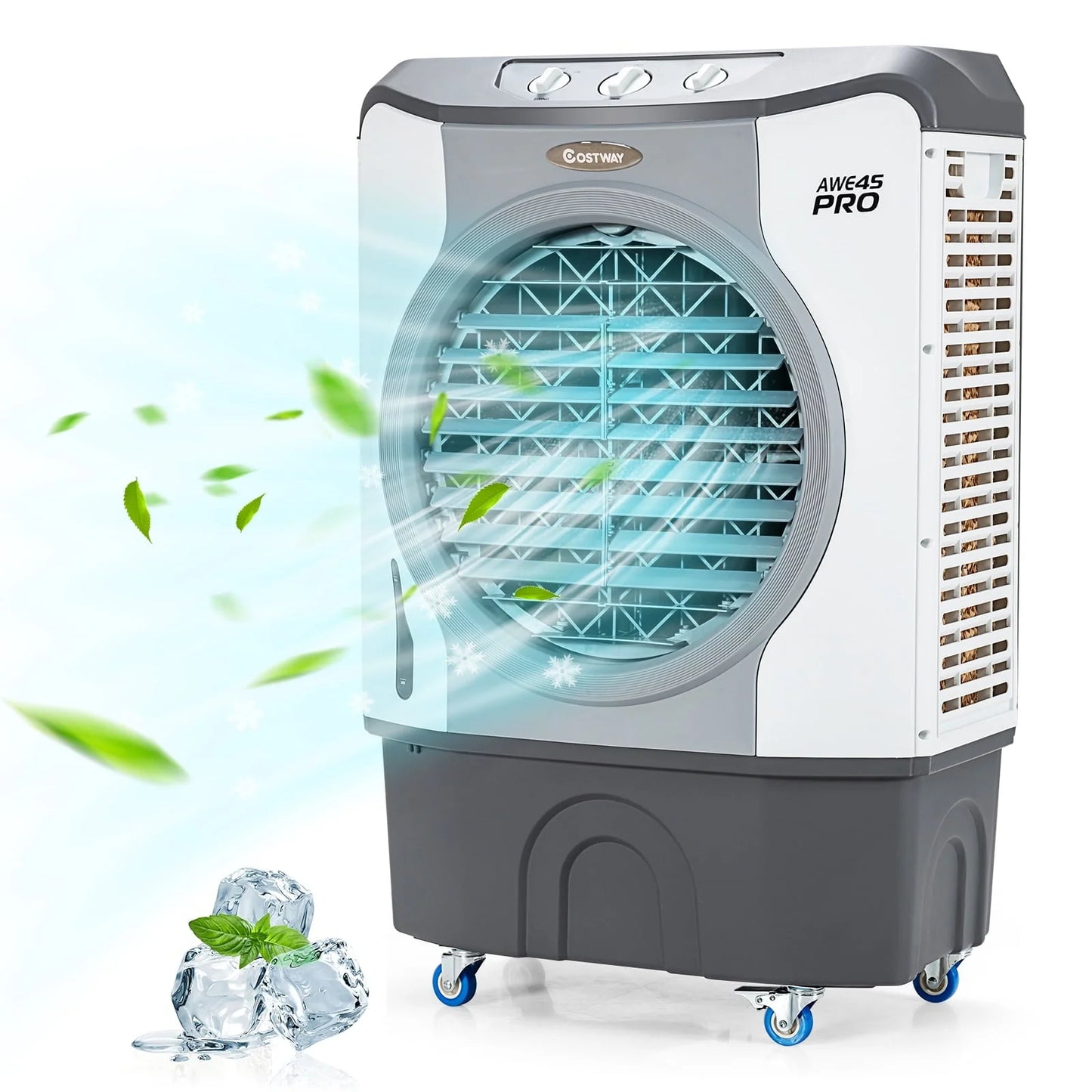45L Evaporative Air Cooler 3-in-1 Swamp Cooler w/Large Water Tank Washable Filter