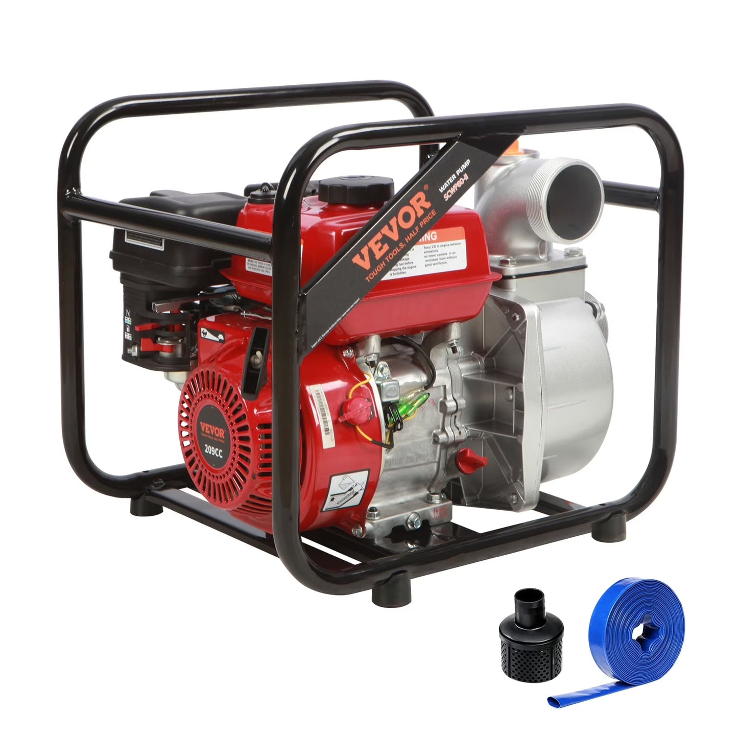 VEVOR Gasoline Engine Water Pump,3-inch, 7HP 265 GPM, 142ft Lift, 22ft Suction,4-Stroke Gas Powered Trash Water Transfer Pump Portable High Pressure with 25ft Hose for Irrigation Pool, EPA Certified