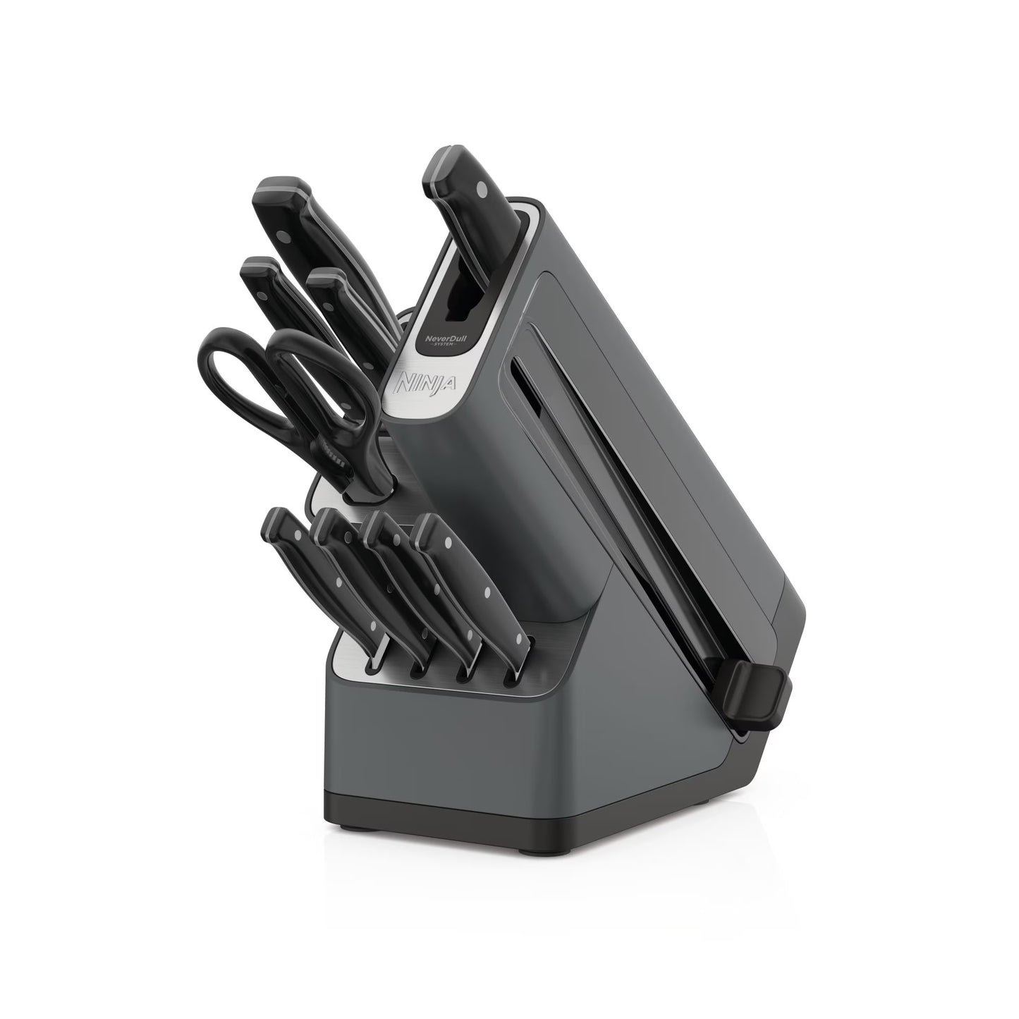 Ninja Foodi NeverDull 10-Piece Stainless Steel Essential Knife System with Sharpener, K12010 Black/Gray(Black/10-Piece)