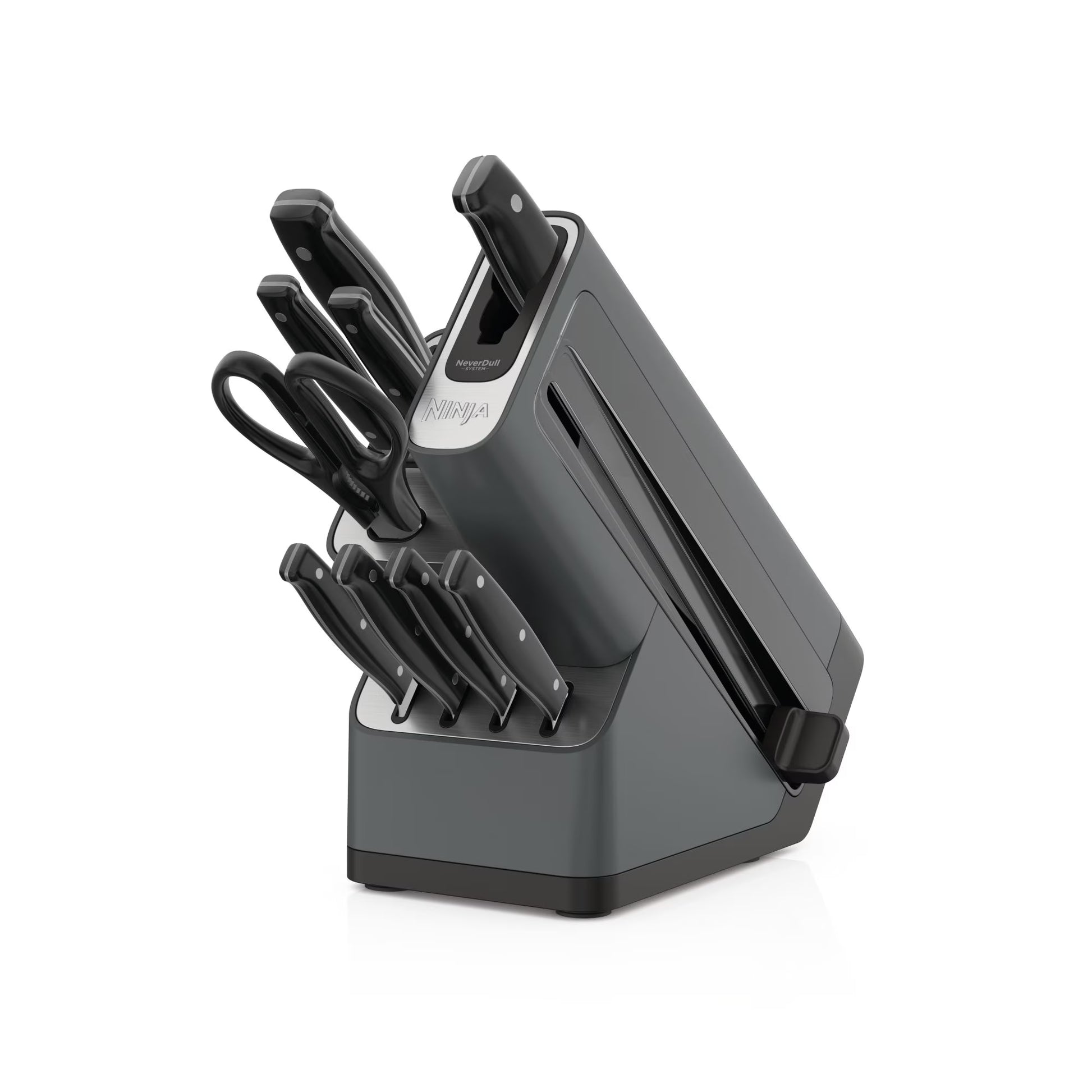 Ninja Foodi NeverDull 10-Piece Stainless Steel Essential Knife System with Sharpener, K12010 Black/Gray(Black/10-Piece)