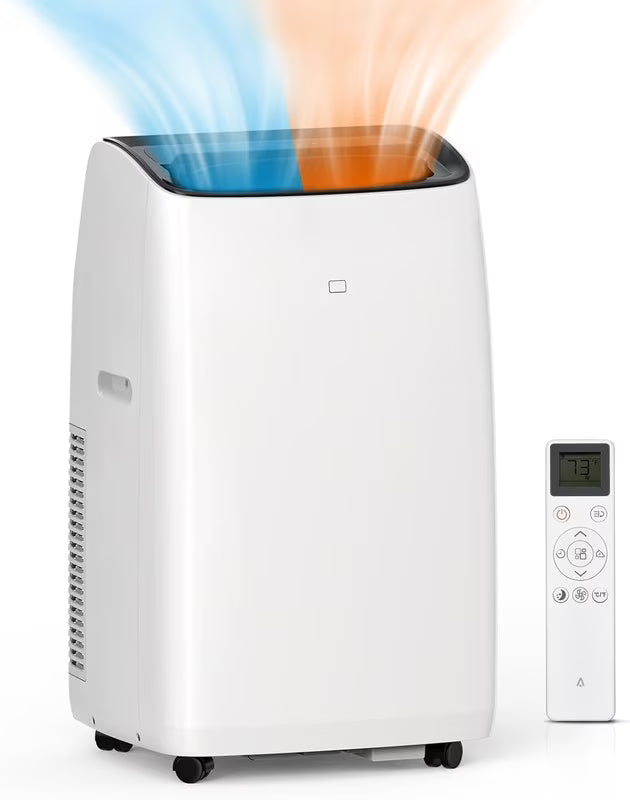 Portable Air Conditioners, 14000 BTU Air Conditioner for Rooms Up to 750 Sq.Ft, AC Unit with Heat, Sleep Mode, Dehumidifier, Fan, Remote Control, 24H Timer, Easy Setup for Bedrooms, Black Top(White)