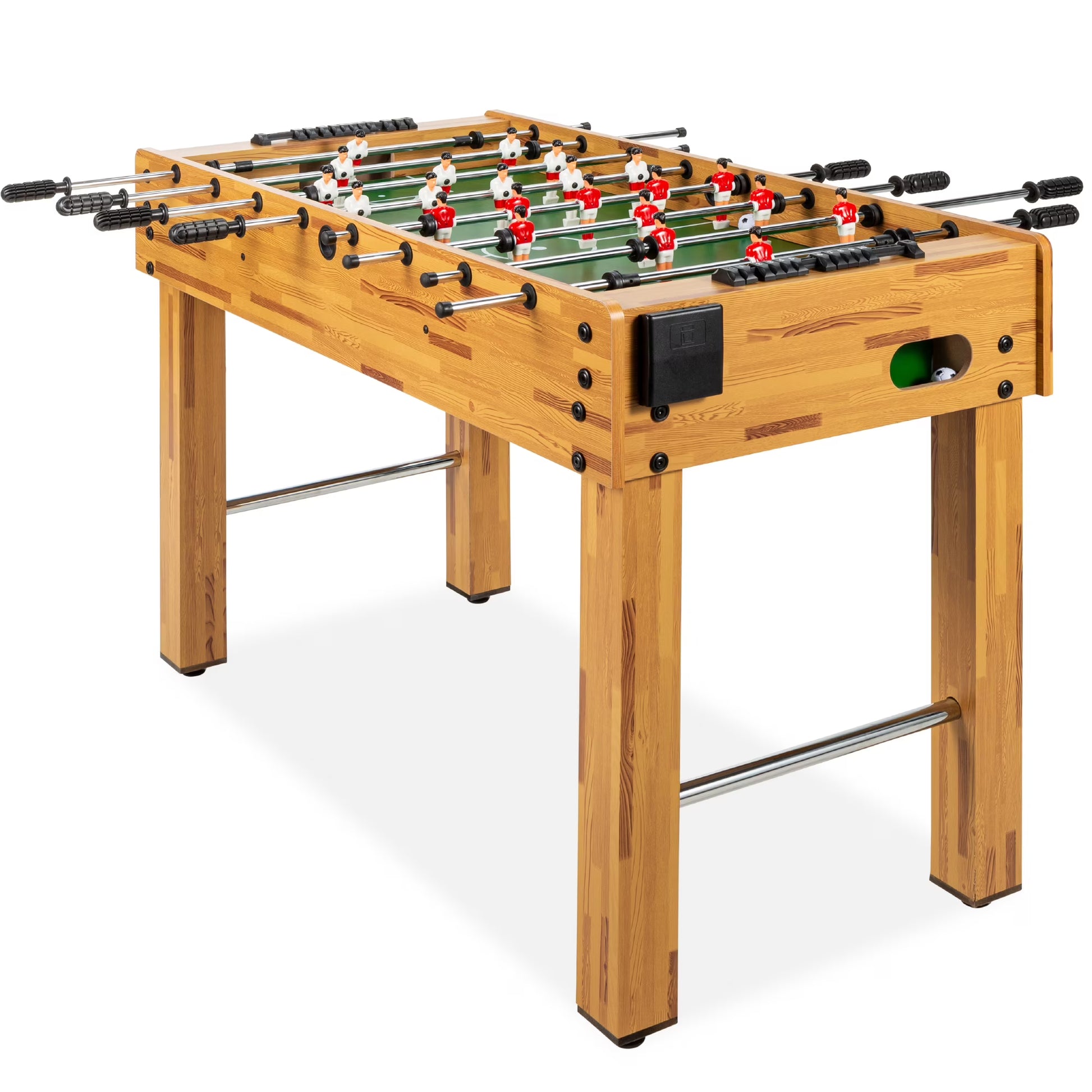 Best Choice Products 48in Competition Sized Foosball Table for Home, Game Room w/ 2 Balls, 2 Cup Holders - Light Brown(Light Brown)