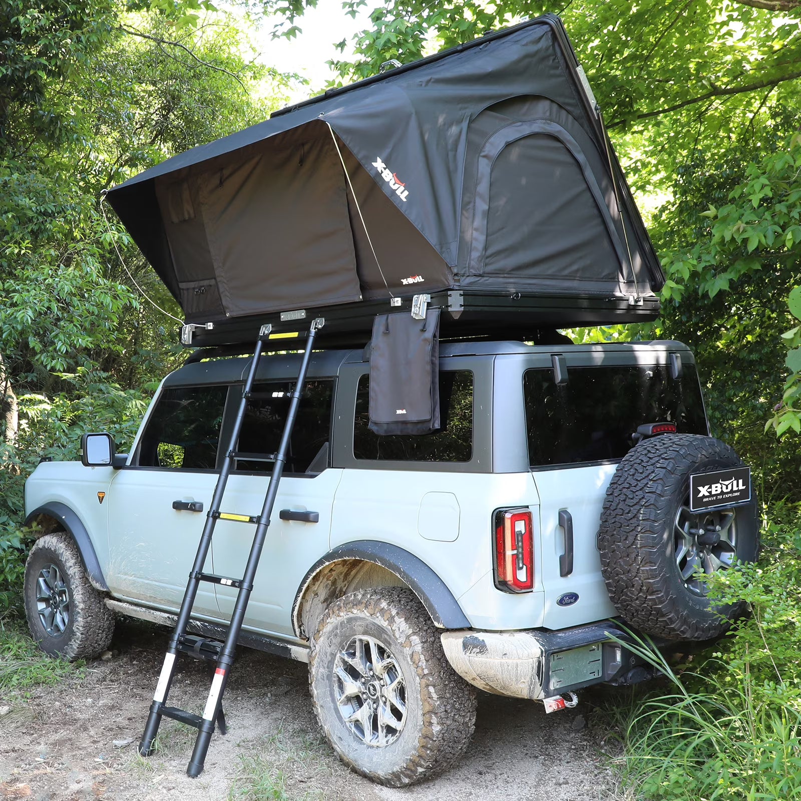X-BULL Hard Shell Roof Top Tent with Ladder and Mattress