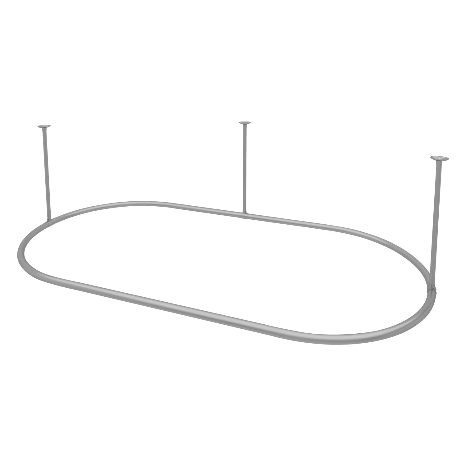 Naiture Stainless Steel Oval Shower Curtain Rod with Ceiling Support for Clawfoot Tub in 48" L X 30" W, Brushed Nickel Finish(48" L X 30" W/Brushed Nickel)