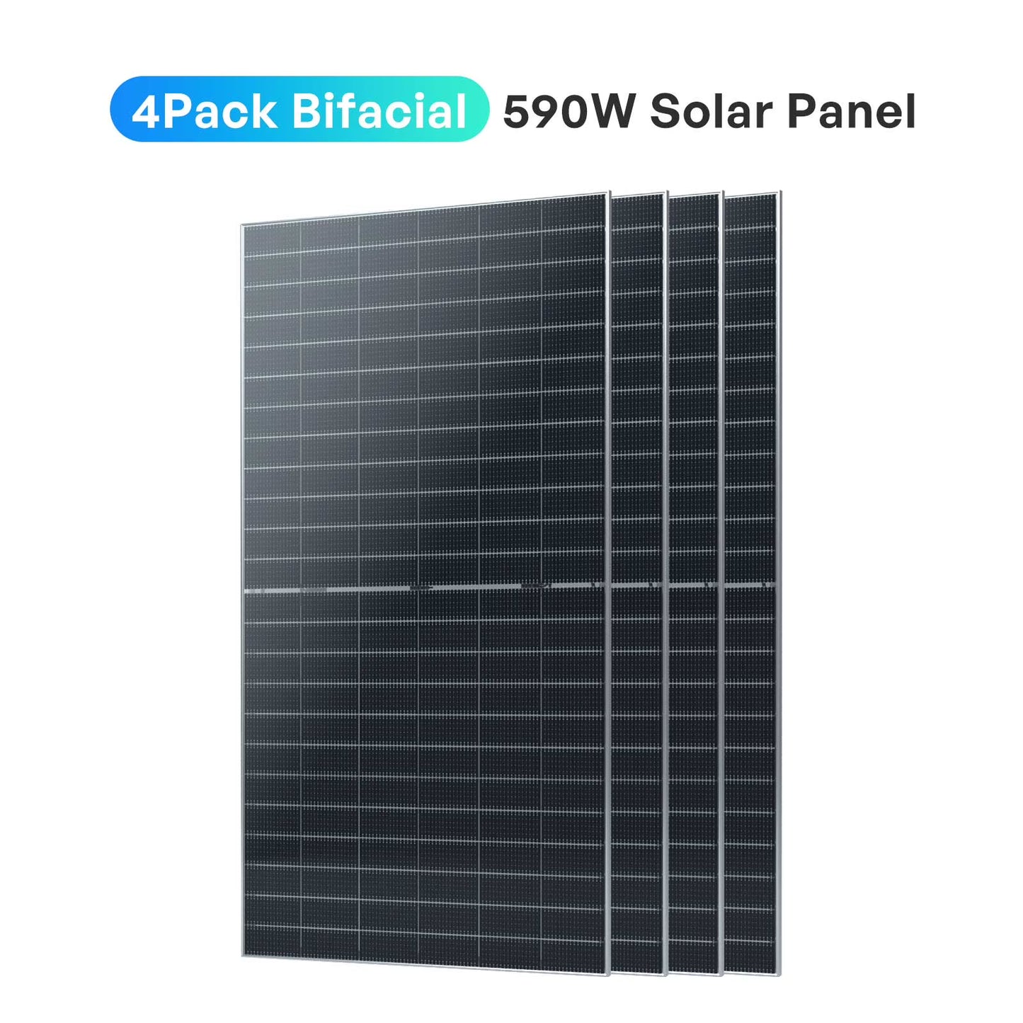 Renogy 4pcs 590 Watt Solar Panel, 12V/24V Bifacial N-Type Monocrystalline Solar Panel for Homes Roof RV Boat Camping(4)