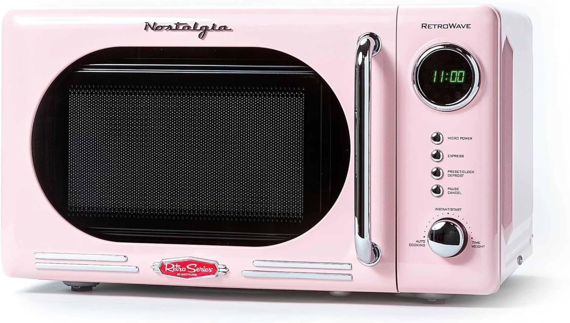Nostalgia Retro Microwave for Countertop 0.7 cu ft Vintage Microwave, Pink(Pink)