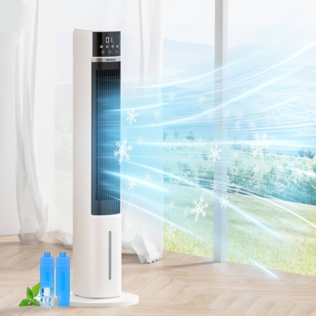 MaxKare 3-in-1 Tower Fan, Air Cooler with FCC  ETL, Humidifier for Office  Bedroom, 40'' High, White(White)