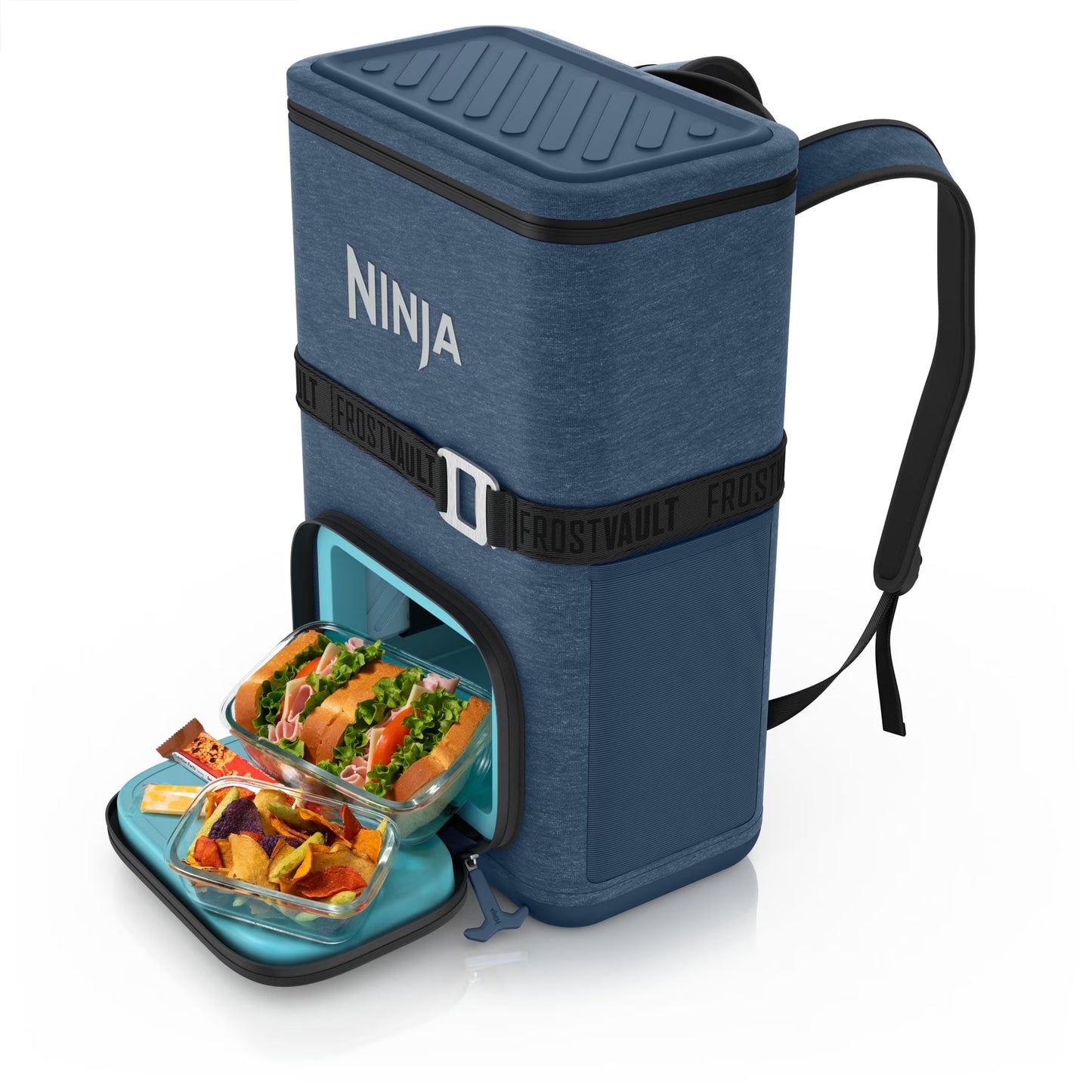 Ninja Outdoor FrostVault Go 24-Can Soft Cooler with Cold Dry Zone, Lakeshore Blue - FF124NV(NAVY/24 qt)