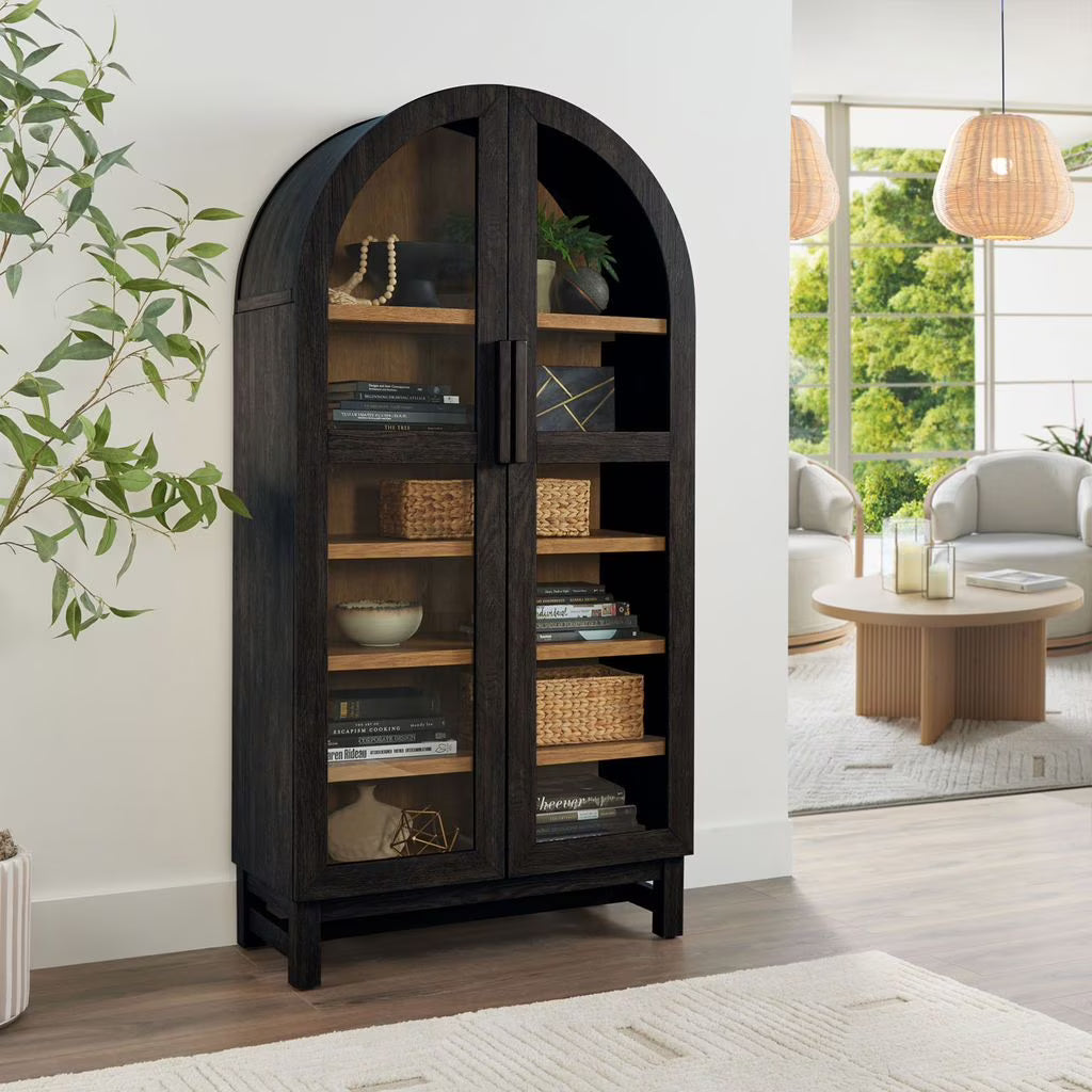 Better Homes  Gardens Juliet Arch Accent Cabinet, Black Finish(Black)